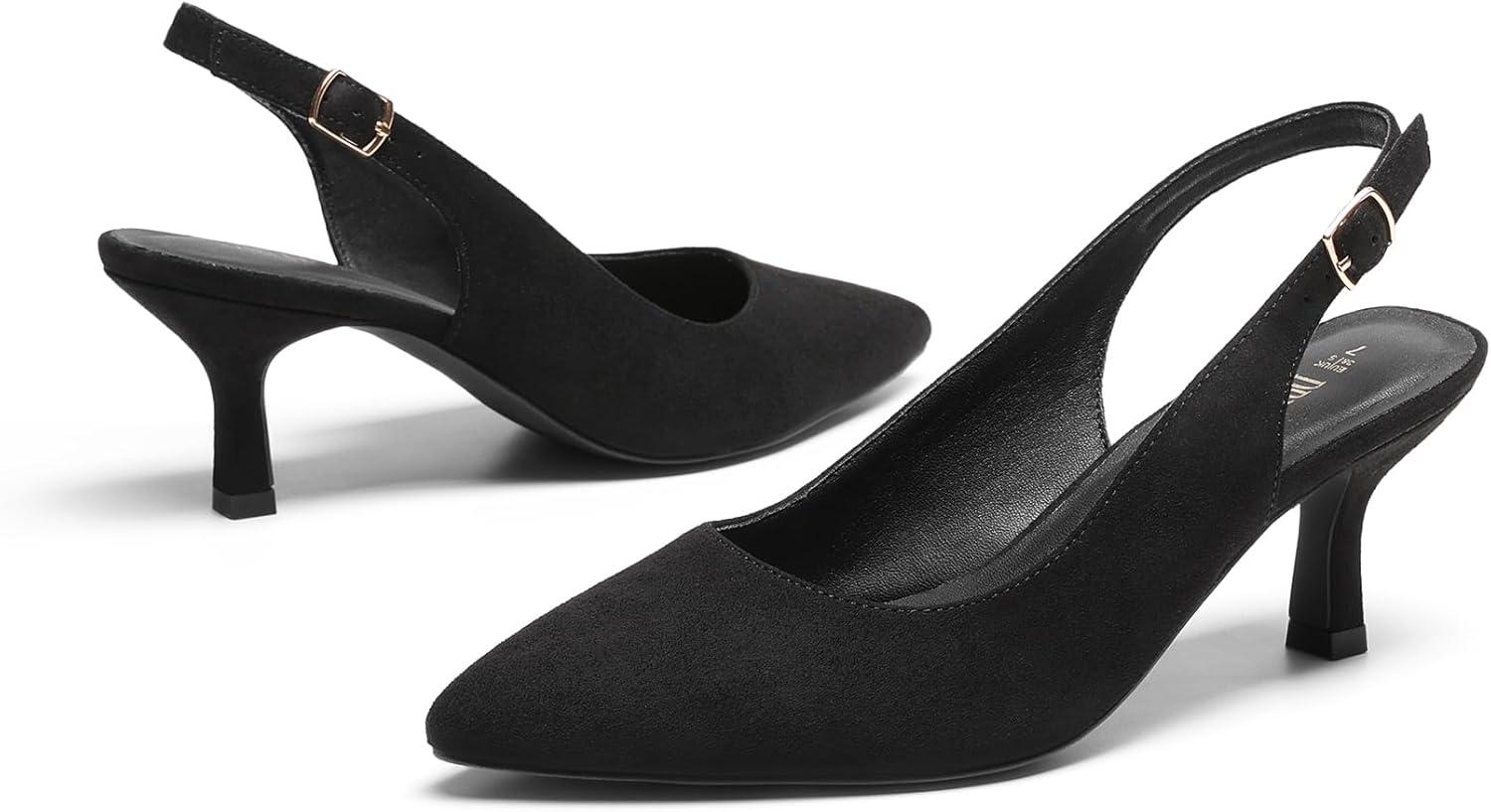 imageDREAM PAIRS Womens Kitten Heels Slingback Closed Pointed Toe Low Pumps Shoes Women Party Wedding Sexy Casual Dress ShoesBlacksuede1