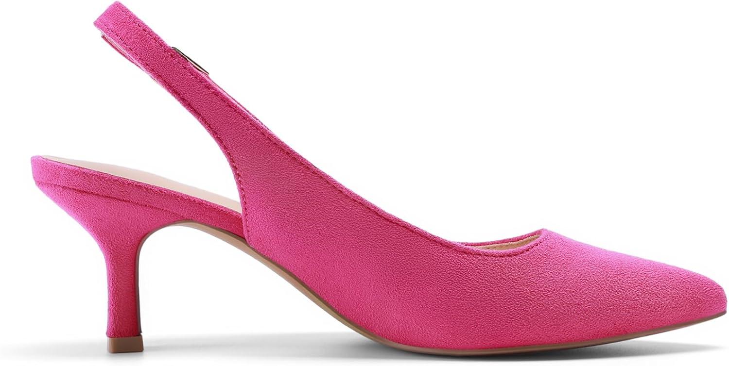imageDREAM PAIRS Womens Kitten Heels Slingback Closed Pointed Toe Low Pumps Shoes Women Party Wedding Sexy Casual Dress ShoesHot Pink