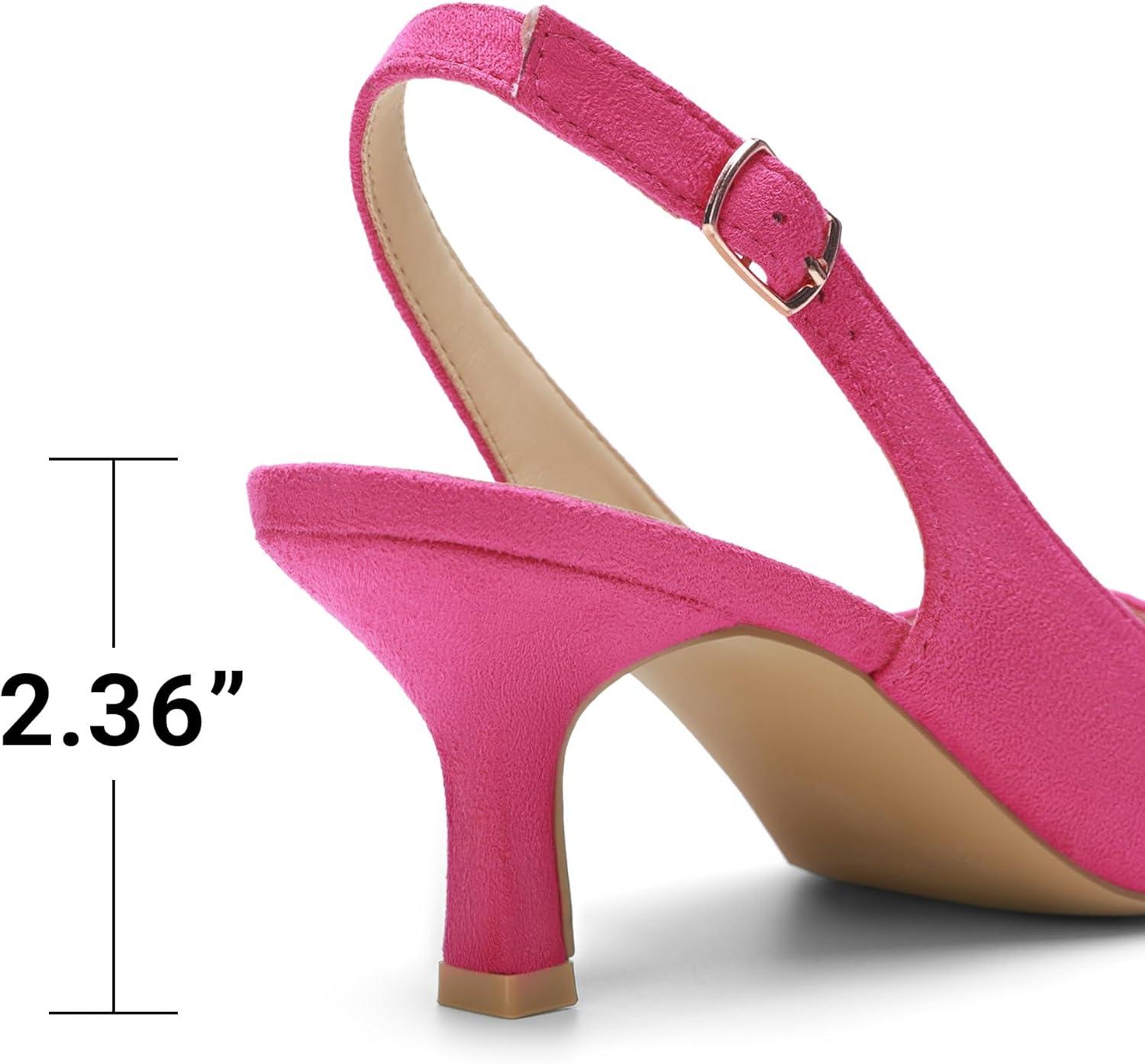 imageDREAM PAIRS Womens Kitten Heels Slingback Closed Pointed Toe Low Pumps Shoes Women Party Wedding Sexy Casual Dress ShoesHot Pink