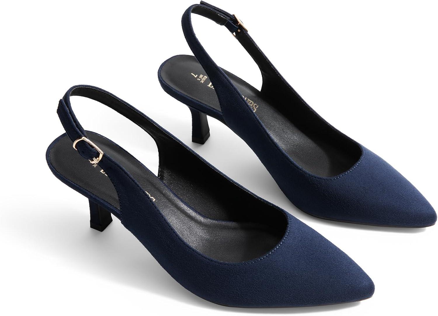 imageDREAM PAIRS Womens Kitten Heels Slingback Closed Pointed Toe Low Pumps Shoes Women Party Wedding Sexy Casual Dress ShoesNavysuede1
