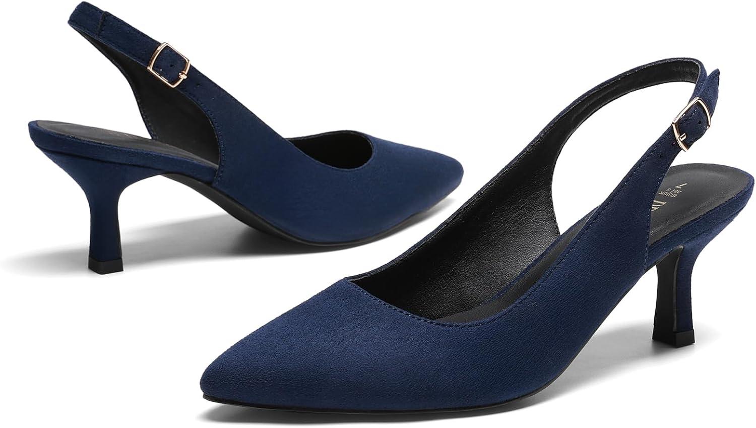 imageDREAM PAIRS Womens Kitten Heels Slingback Closed Pointed Toe Low Pumps Shoes Women Party Wedding Sexy Casual Dress ShoesNavysuede1