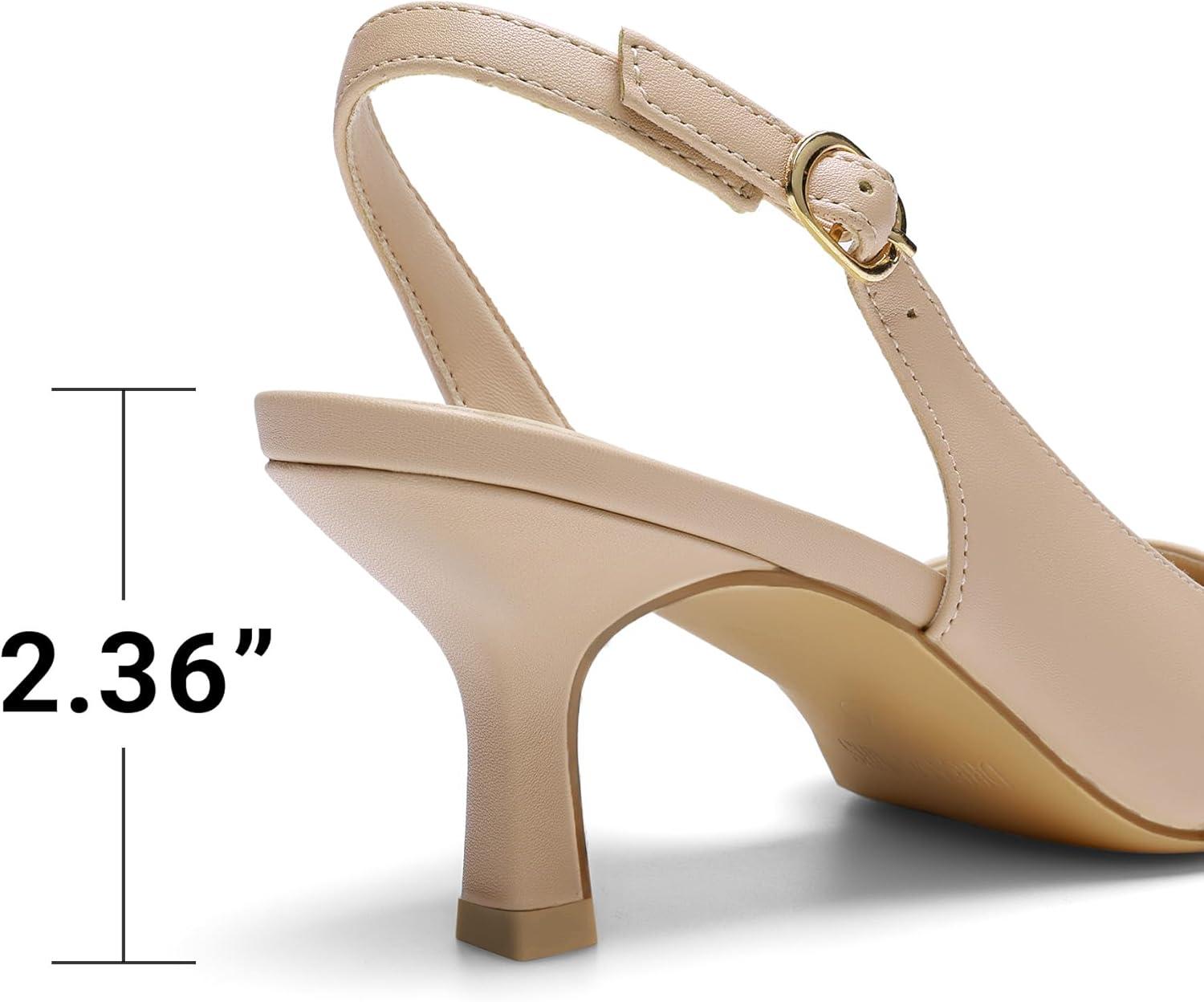 imageDREAM PAIRS Womens Kitten Heels Slingback Closed Pointed Toe Low Pumps Shoes Women Party Wedding Sexy Casual Dress ShoesNude