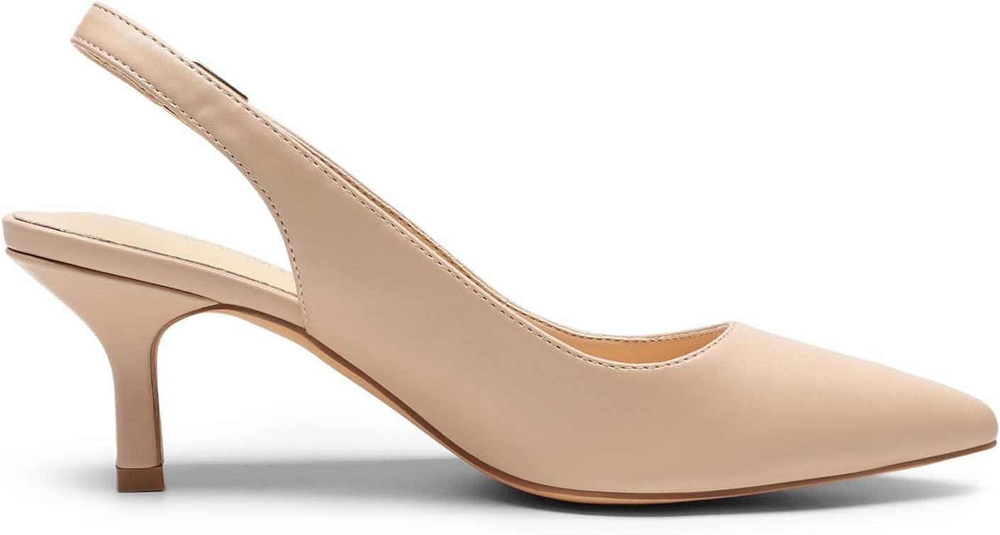 imageDREAM PAIRS Womens Kitten Heels Slingback Closed Pointed Toe Low Pumps Shoes Women Party Wedding Sexy Casual Dress ShoesNudepu