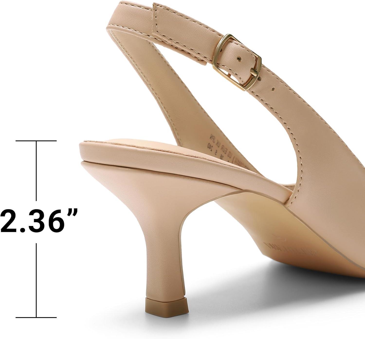 imageDREAM PAIRS Womens Kitten Heels Slingback Closed Pointed Toe Low Pumps Shoes Women Party Wedding Sexy Casual Dress ShoesNudepu