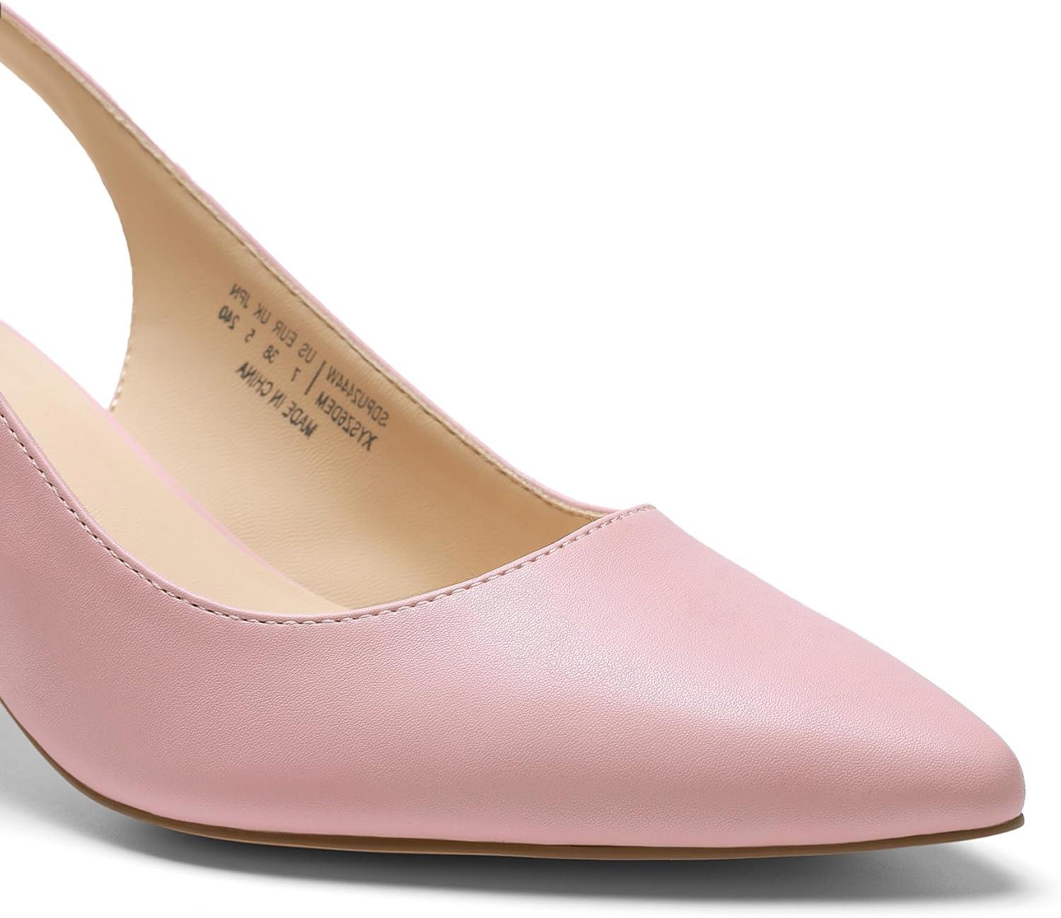 imageDREAM PAIRS Womens Kitten Heels Slingback Closed Pointed Toe Low Pumps Shoes Women Party Wedding Sexy Casual Dress ShoesPinkpu