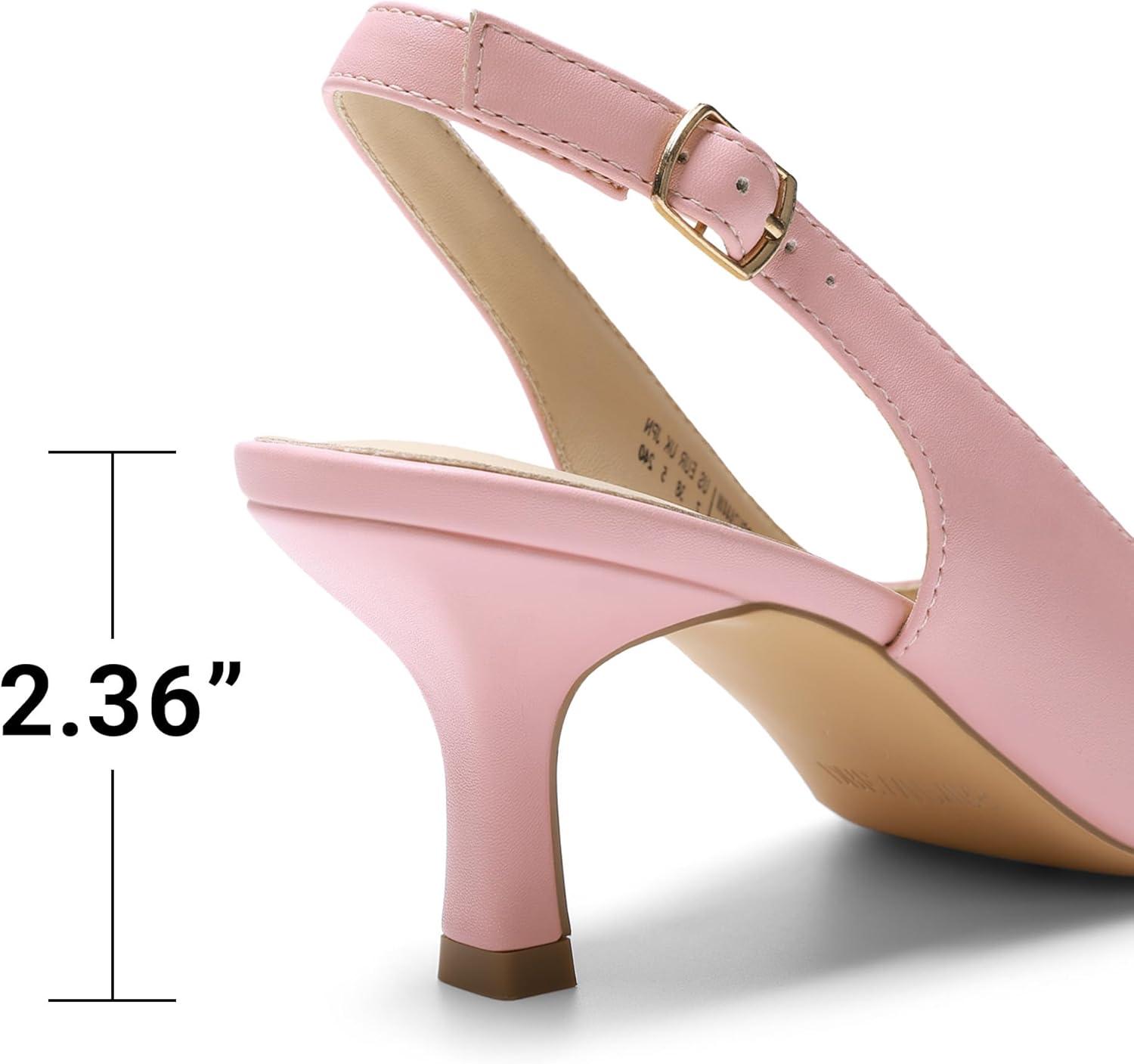 imageDREAM PAIRS Womens Kitten Heels Slingback Closed Pointed Toe Low Pumps Shoes Women Party Wedding Sexy Casual Dress ShoesPinkpu