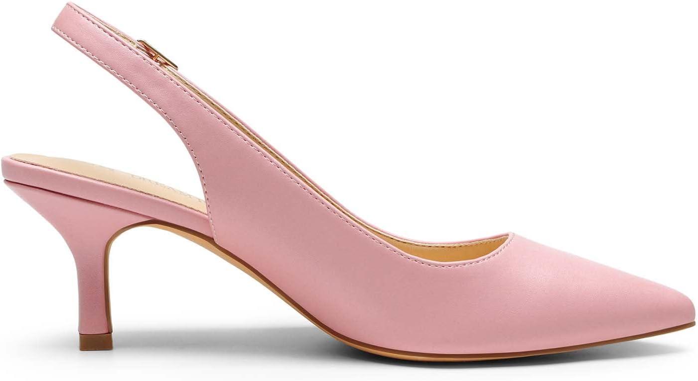 imageDREAM PAIRS Womens Kitten Heels Slingback Closed Pointed Toe Low Pumps Shoes Women Party Wedding Sexy Casual Dress ShoesPinkpu