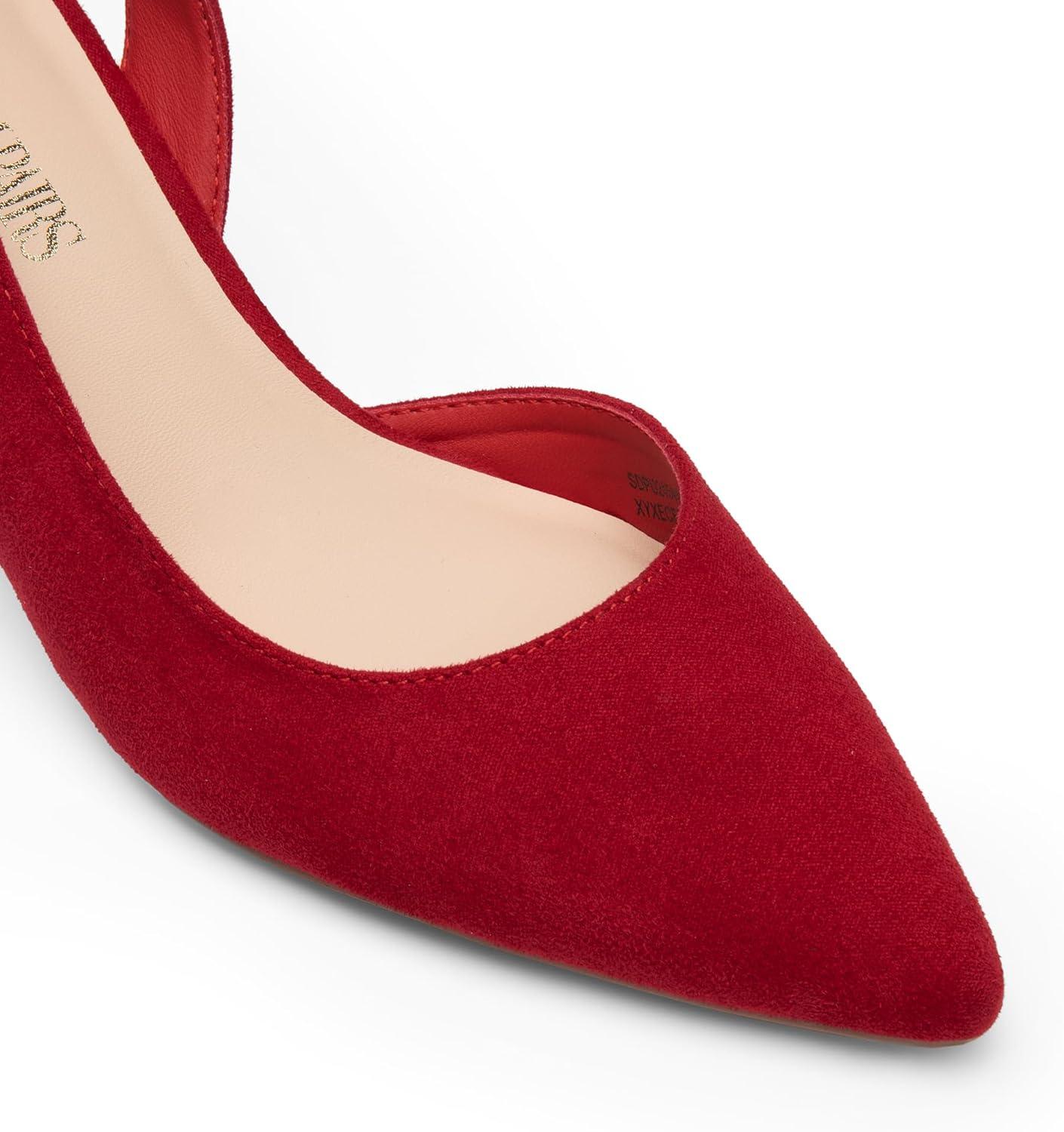 imageDREAM PAIRS Womens Kitten Heels Slingback Closed Pointed Toe Low Pumps Shoes Women Party Wedding Sexy Casual Dress ShoesRedsuede