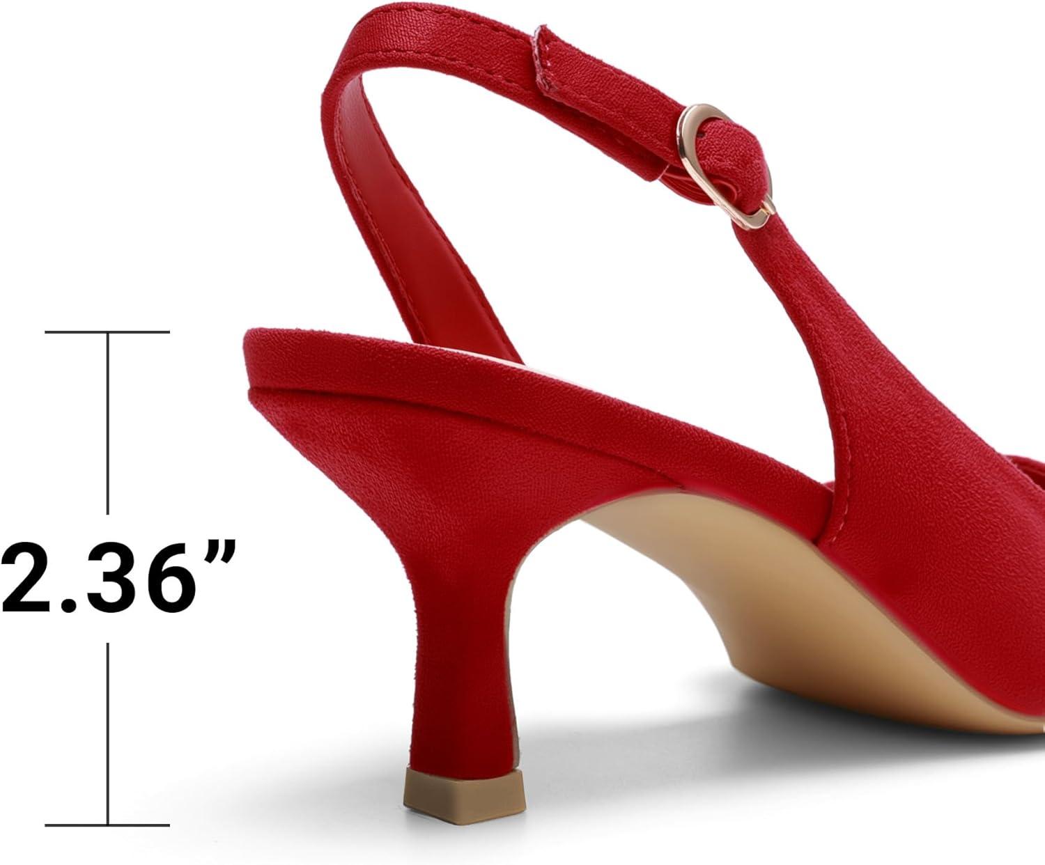 imageDREAM PAIRS Womens Kitten Heels Slingback Closed Pointed Toe Low Pumps Shoes Women Party Wedding Sexy Casual Dress ShoesRedsuede