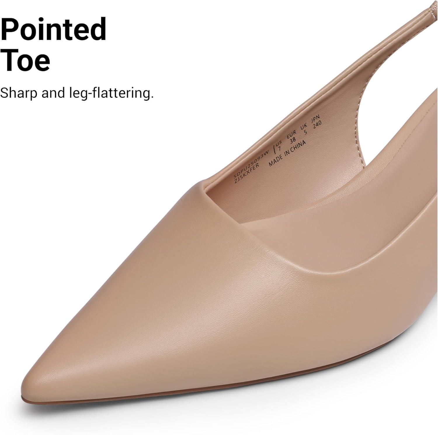 imageDREAM PAIRS Womens Kitten Heels Slingback Low Closed Toe Comfortable Pumps Pointed Toe Wedding Party Elegant Dress ShoesNude
