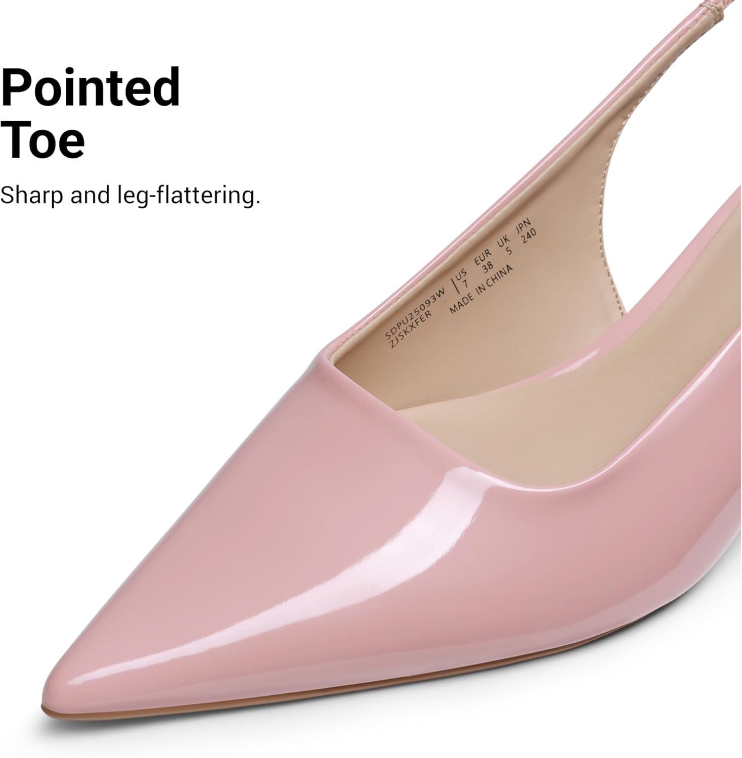 imageDREAM PAIRS Womens Kitten Heels Slingback Low Closed Toe Comfortable Pumps Pointed Toe Wedding Party Elegant Dress ShoesPink