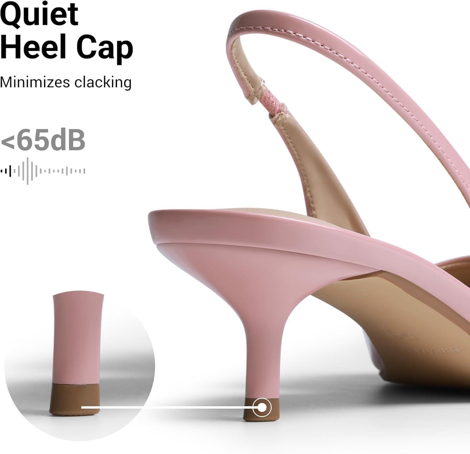 imageDREAM PAIRS Womens Kitten Heels Slingback Low Closed Toe Comfortable Pumps Pointed Toe Wedding Party Elegant Dress ShoesPink