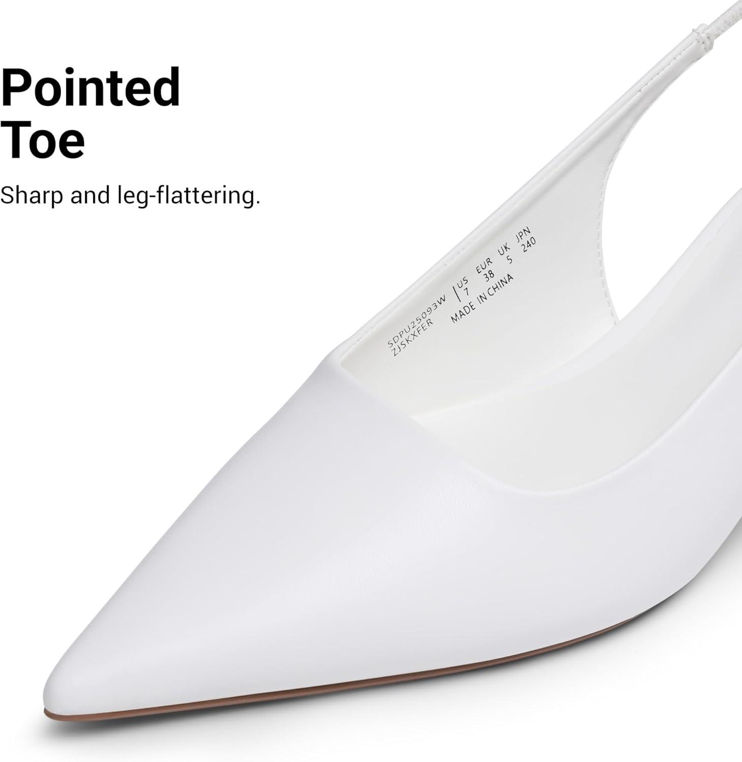 imageDREAM PAIRS Womens Kitten Heels Slingback Low Closed Toe Comfortable Pumps Pointed Toe Wedding Party Elegant Dress ShoesWhite