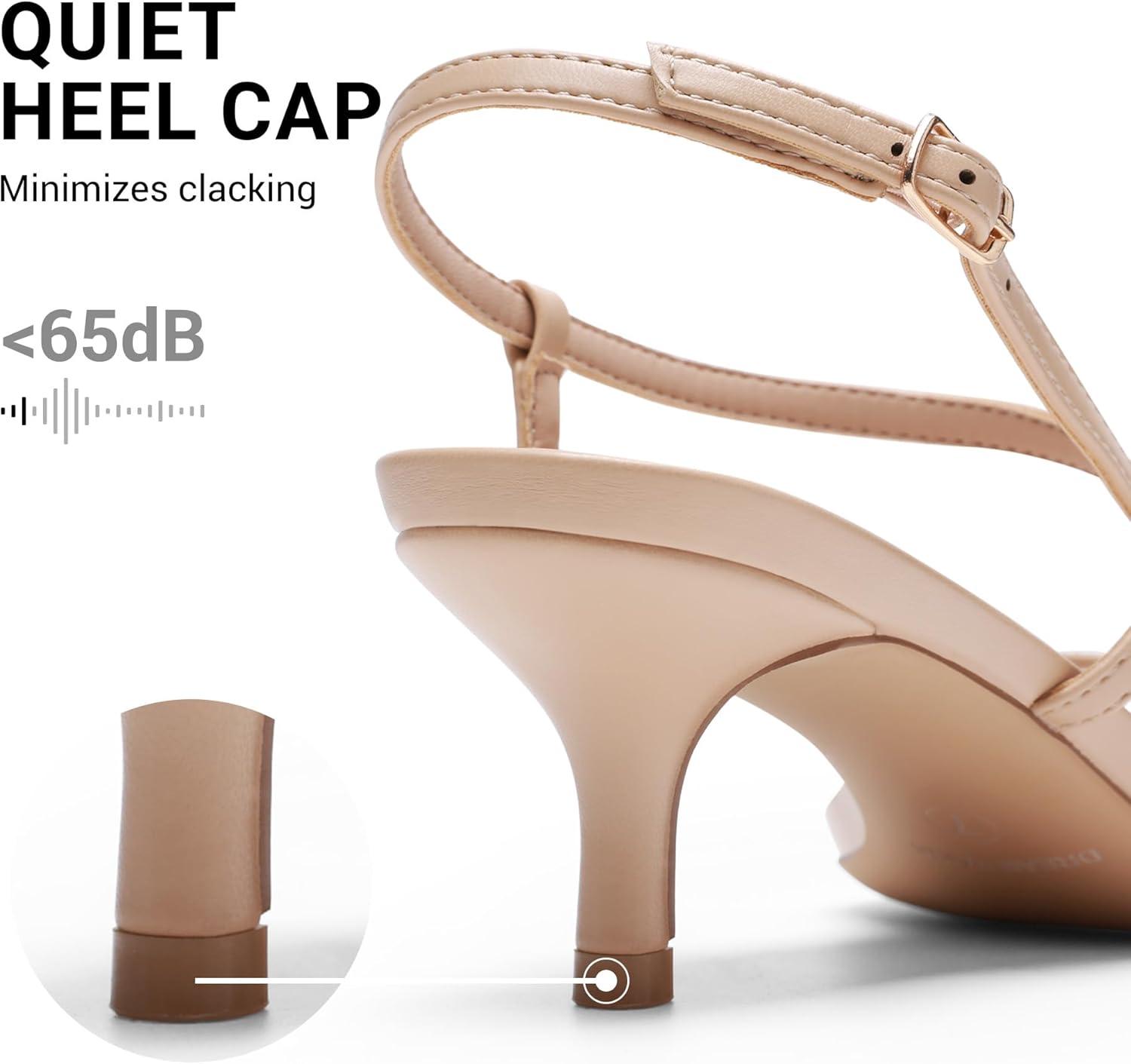 imageDREAM PAIRS Womens Low Kitten Heels Square Open Toe Ankle Strap Party Wedding Dressy Sandals ShoesNude