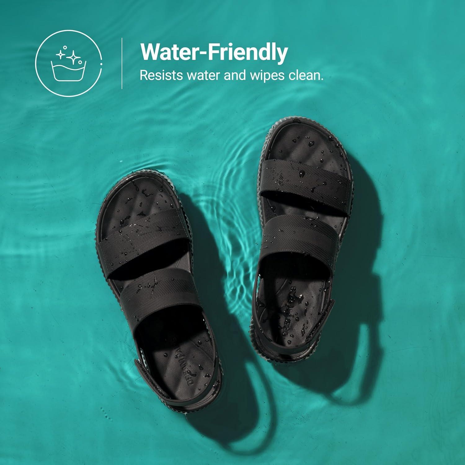 imageDREAM PAIRS Womens Platform Water Sandals Adjustable Lightweight Waterproof Summer Beach Wedge Chunky SandalsAll Black