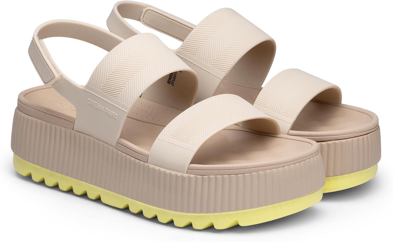 imageDREAM PAIRS Womens Platform Water Sandals Adjustable Lightweight Waterproof Summer Beach Wedge Chunky SandalsSand