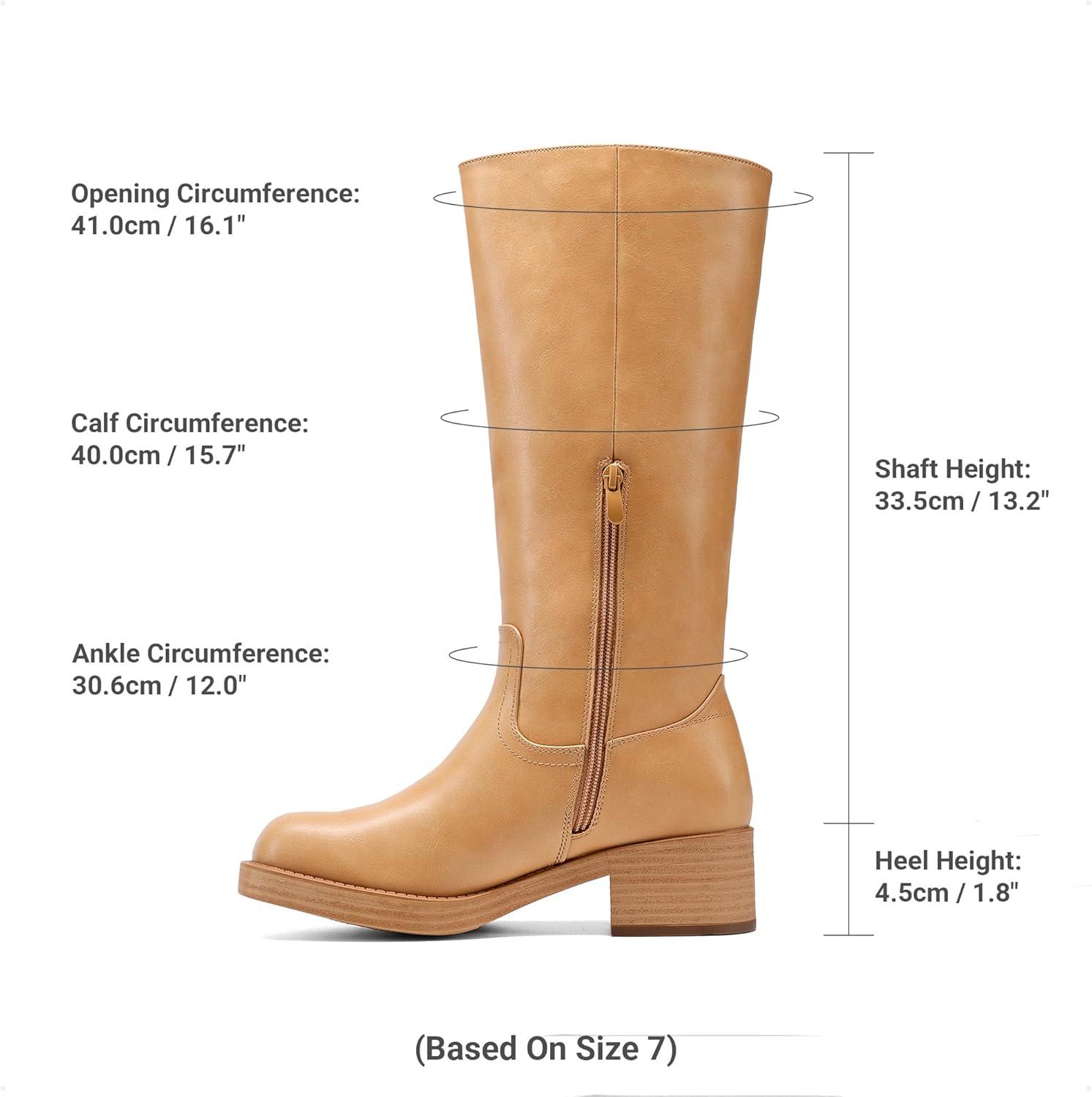 imageDREAM PAIRS Womens Square Toe Platform Chunky Block Heel Knee High Riding BootsAll Yellow