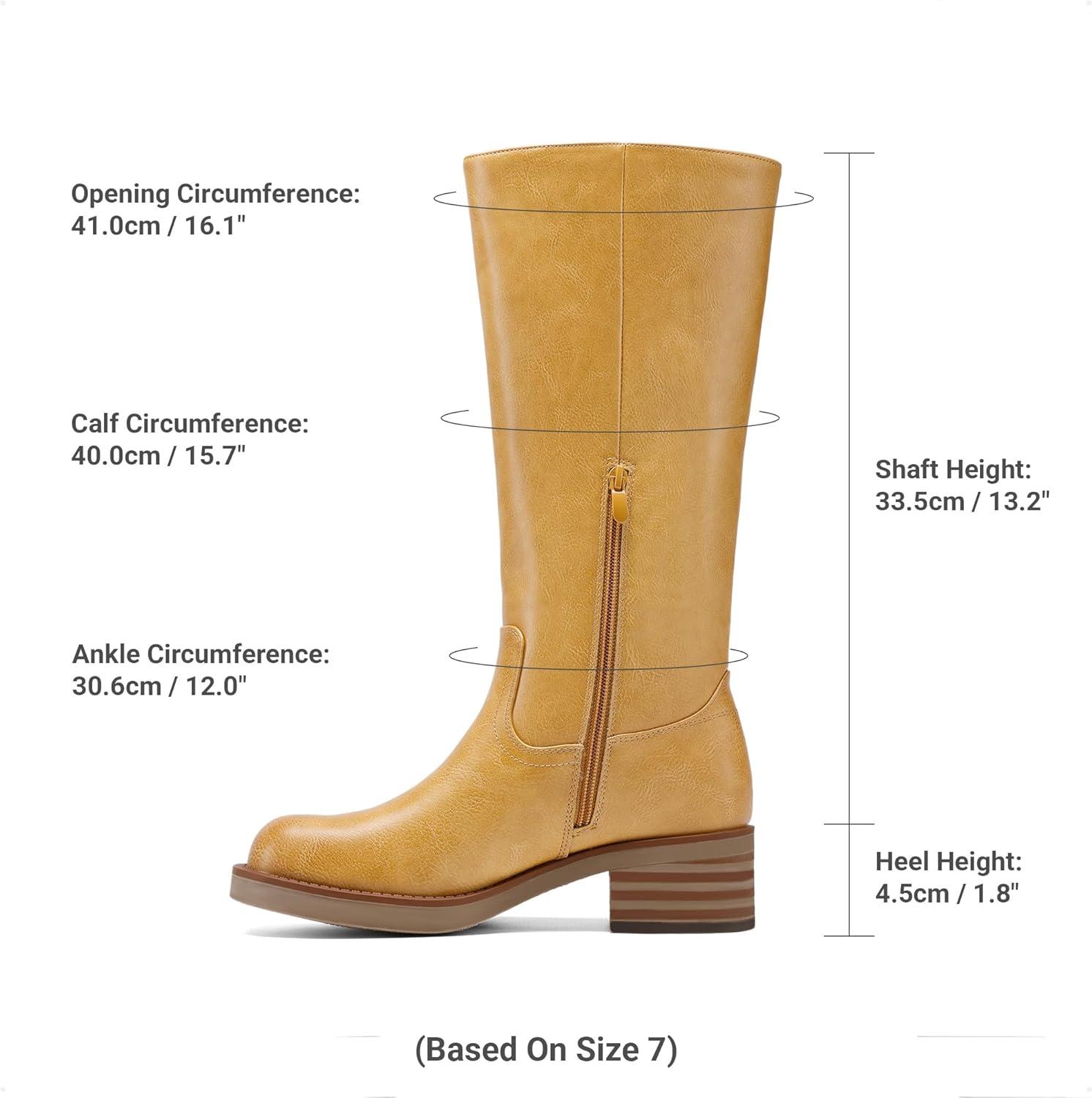 imageDREAM PAIRS Womens Square Toe Platform Chunky Block Heel Knee High Riding BootsYellow