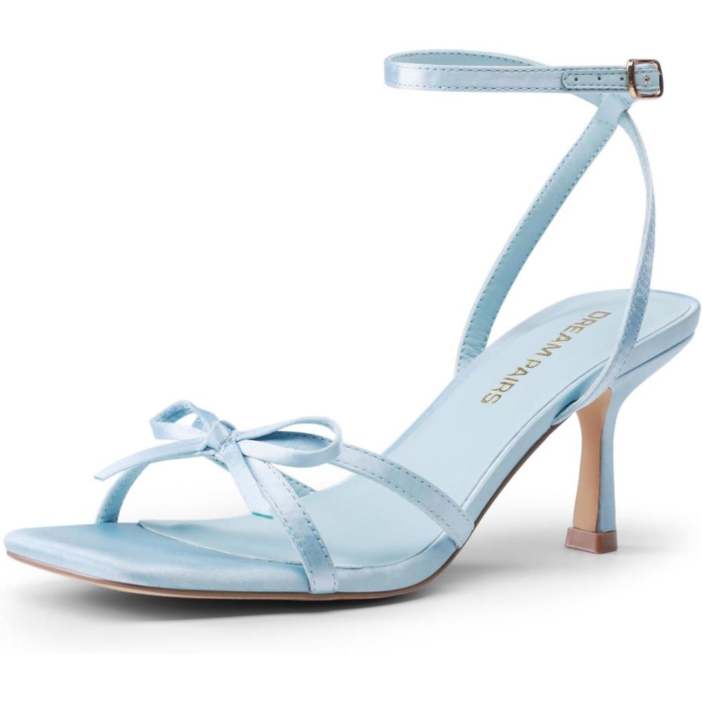 imageDREAM PAIRS Womens Bow Heels Kitten Heels for Women Square Toe Strappy Heeled Sandals Elegant Wedding amp Bridal Bownots Sandals for Formal amp Special OccasionsBlue