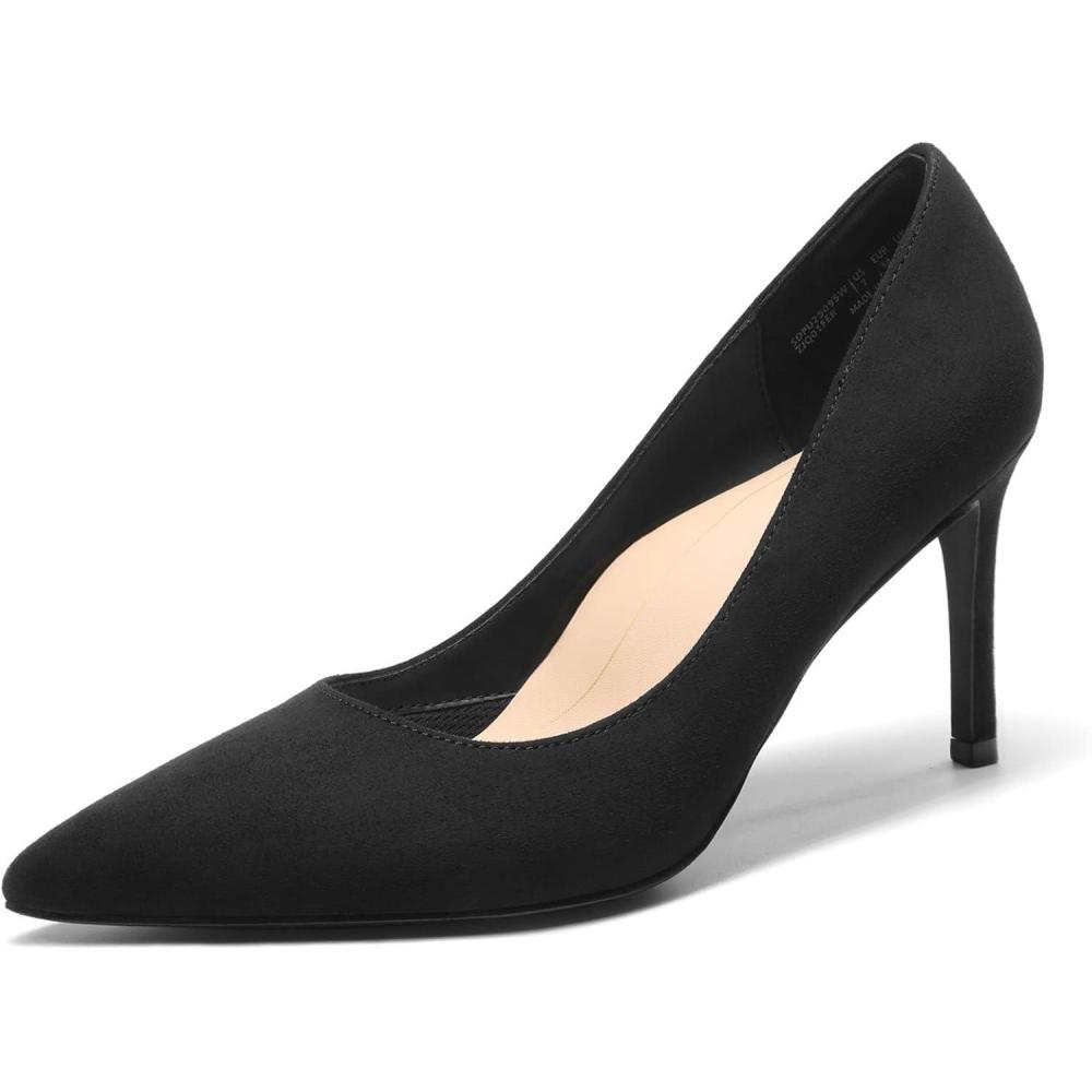 imageDREAM PAIRS Womens High Heels Pump Closed Pointed Toe Slip On Stiletto Dress Shoes Fashion Wedding Bridal Work Office Comfortable Pumps ShoesBlacksuede