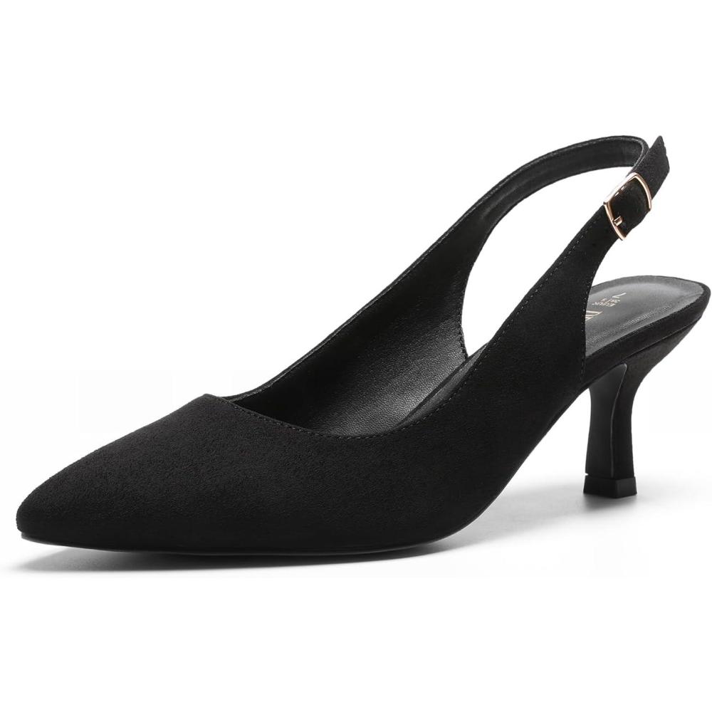 imageDREAM PAIRS Womens Kitten Heels Slingback Closed Pointed Toe Low Pumps Shoes Women Party Wedding Sexy Casual Dress ShoesBlacksuede1