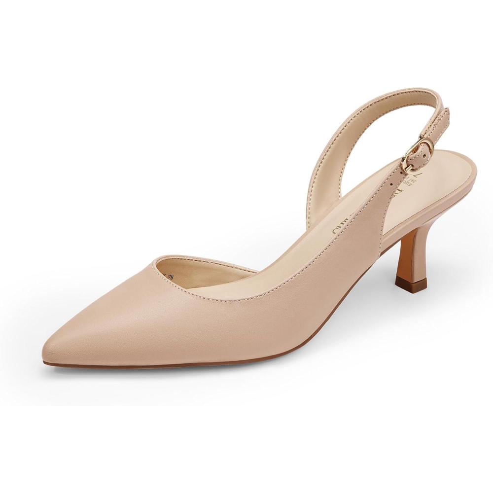 imageDREAM PAIRS Womens Kitten Heels Slingback Closed Pointed Toe Low Pumps Shoes Women Party Wedding Sexy Casual Dress ShoesNude