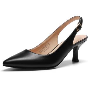 DREAM PAIRS Women’s Kitten Heels Slingback Closed Pointed Toe Low Pumps Shoes Women Party Wedding Sexy Casual Dress Shoes(Black)