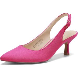 DREAM PAIRS Women’s Kitten Heels Slingback Closed Pointed Toe Low Pumps Shoes Women Party Wedding Sexy Casual Dress Shoes(Hot Pink)