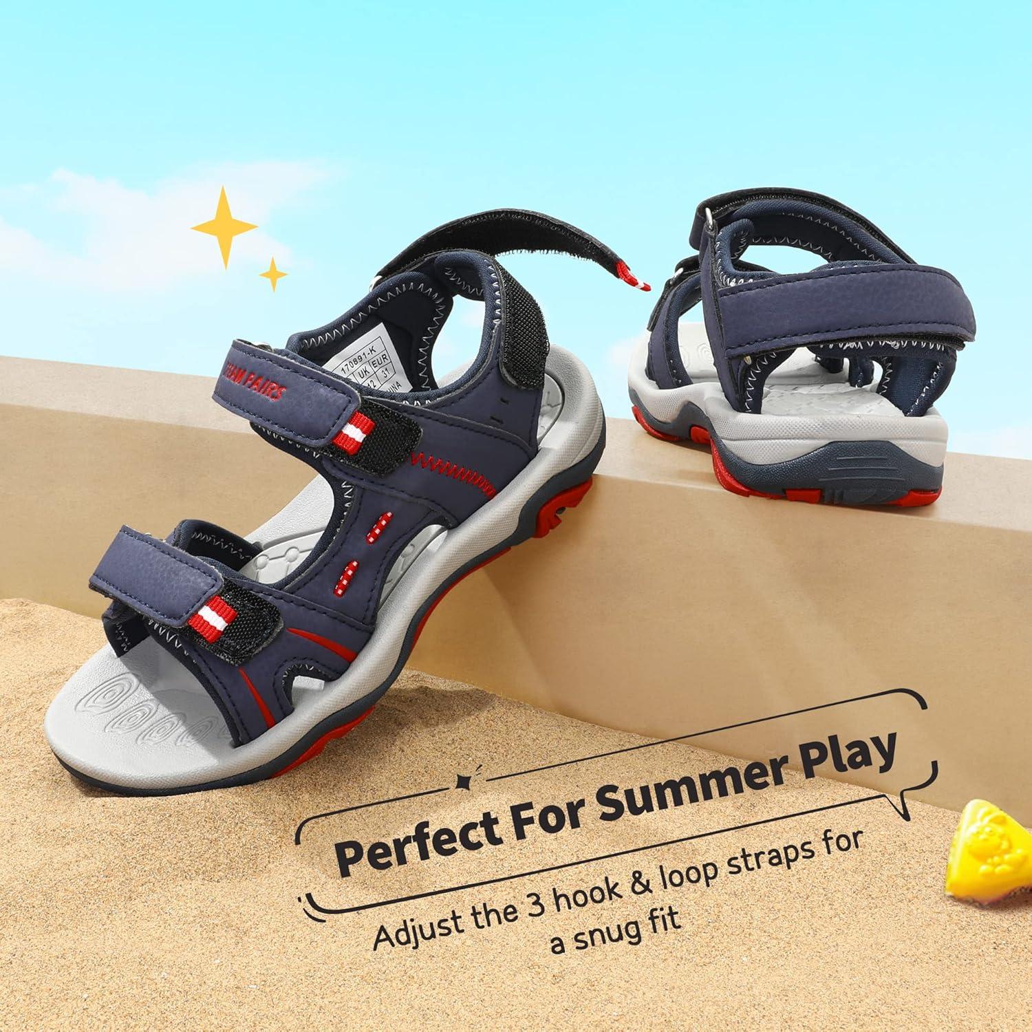 imageDREAM PAIRS Boys Girls Sandals Kids Athletic Summer Sports Water Shoes for ToddlerLittle KidBig KidNavyRed
