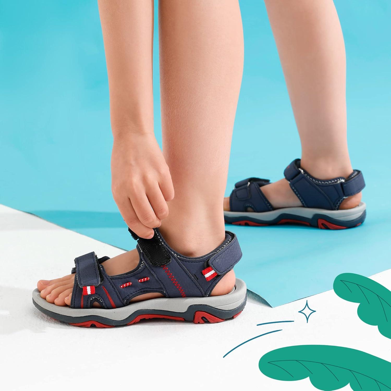 imageDREAM PAIRS Boys Girls Sandals Kids Athletic Summer Sports Water Shoes for ToddlerLittle KidBig KidNavyRed
