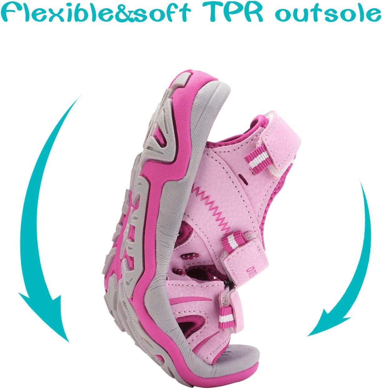 imageDREAM PAIRS Boys Girls Sandals Kids Athletic Summer Sports Water Shoes for ToddlerLittle KidBig KidPinkFuchsia