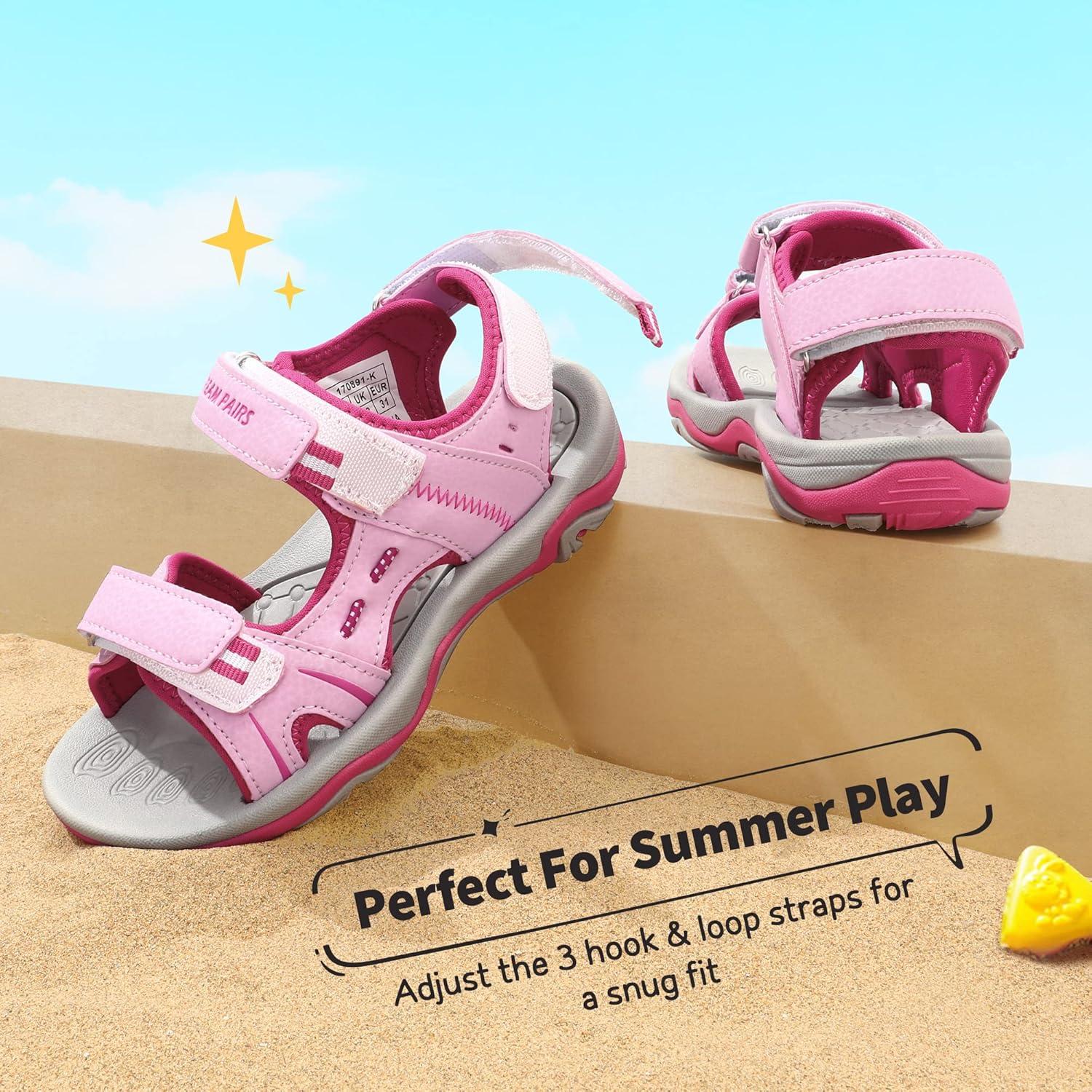 imageDREAM PAIRS Boys Girls Sandals Kids Athletic Summer Sports Water Shoes for ToddlerLittle KidBig KidPinkFuchsia