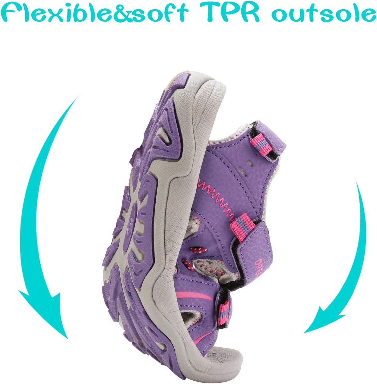 imageDREAM PAIRS Boys Girls Sandals Kids Athletic Summer Sports Water Shoes for ToddlerLittle KidBig KidPurpleFuchsiaLightGrey