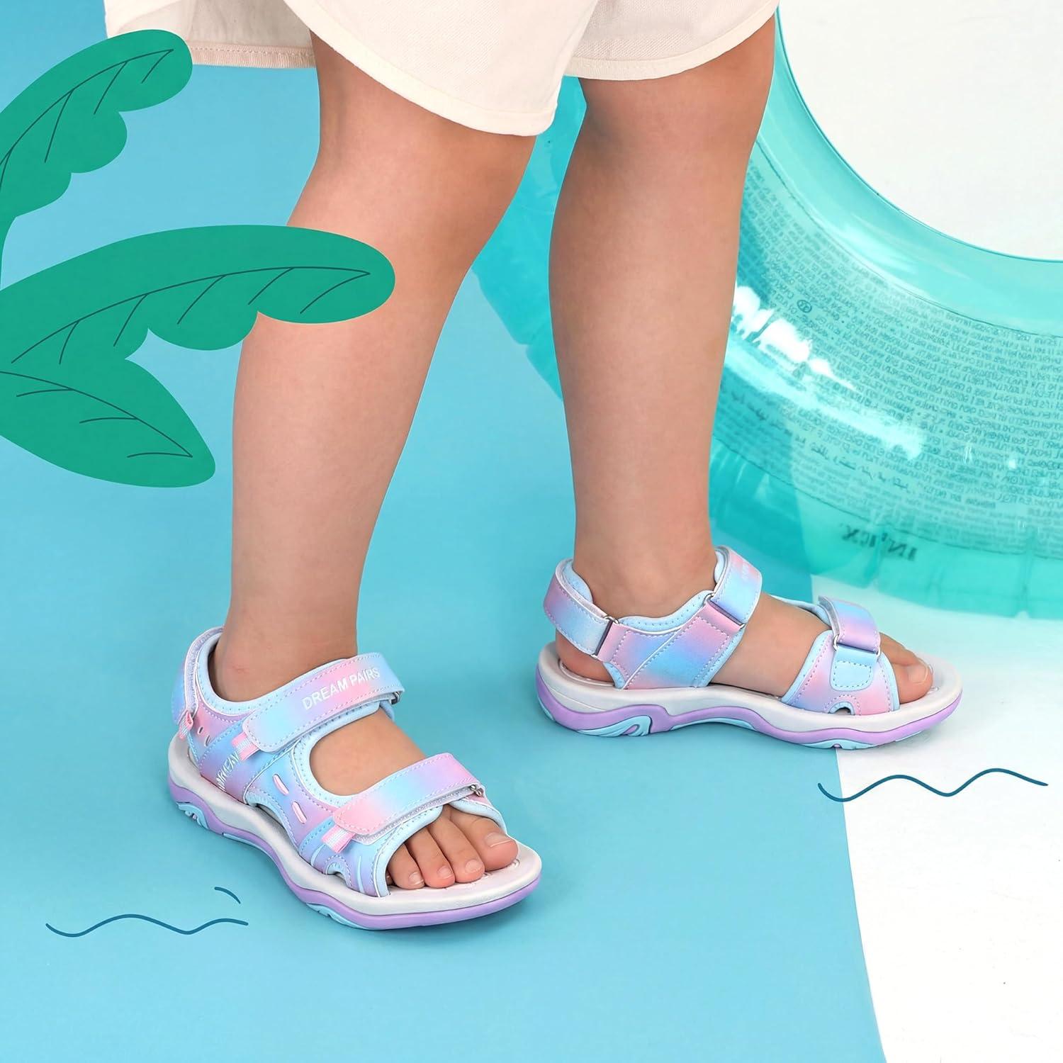 imageDREAM PAIRS Boys Girls Sandals Kids Athletic Summer Sports Water Shoes for ToddlerLittle KidBig KidRainbowPurple