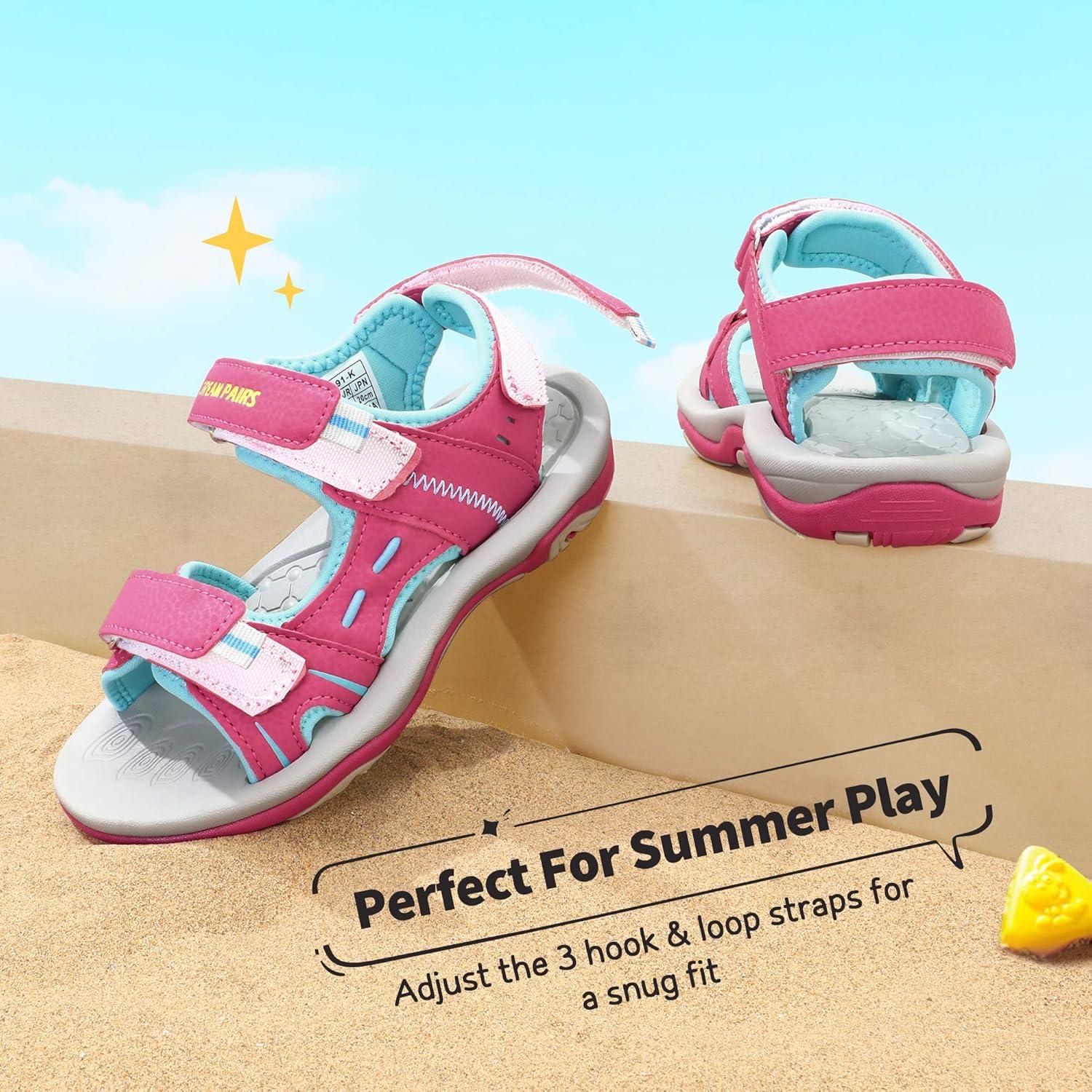 imageDREAM PAIRS Boys Girls Sandals Kids Athletic Summer Sports Water Shoes for ToddlerLittle KidBig KidRoseRed