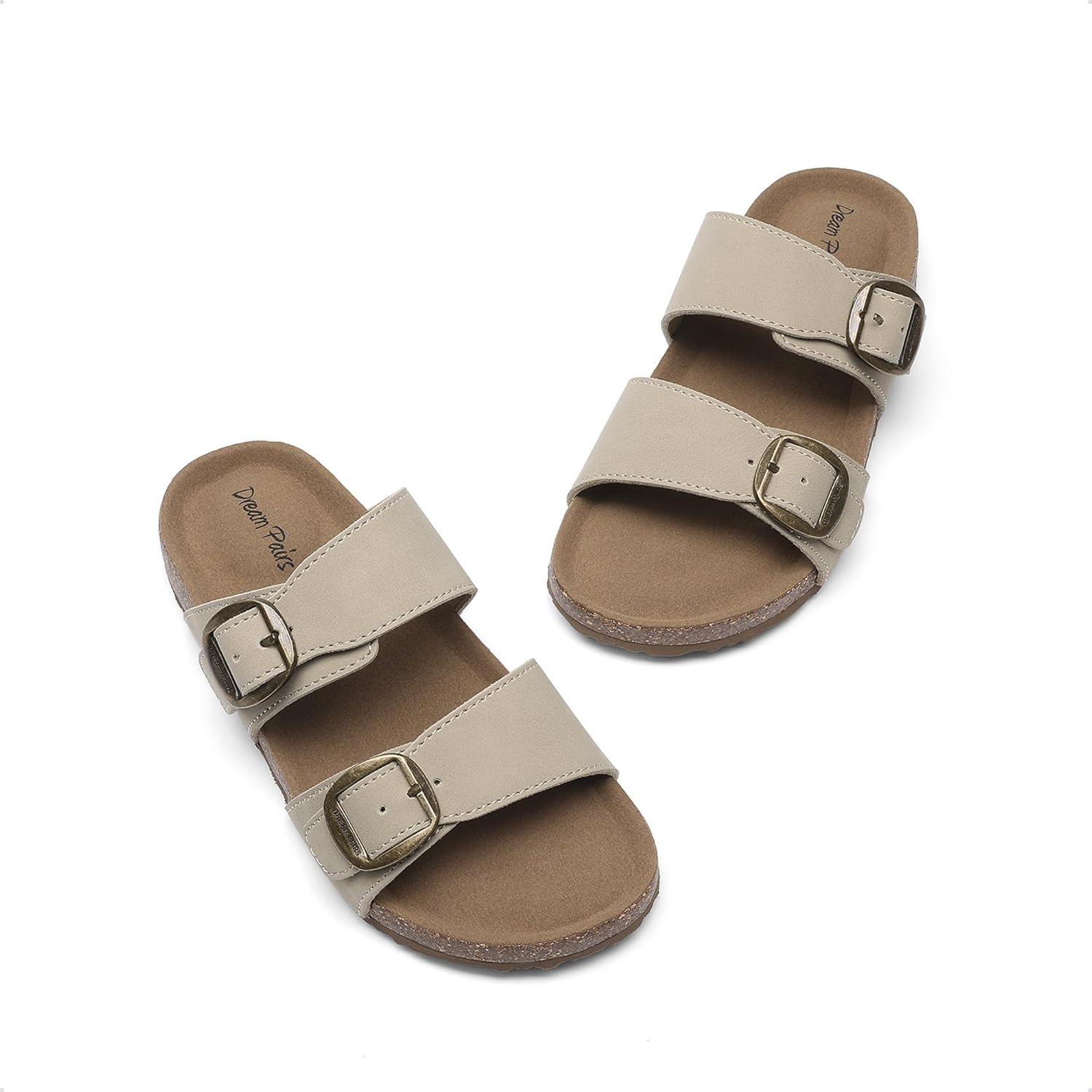 imageDREAM PAIRS Girls Boys Slides For Kids NonSlip with Adjustable Straps for Indoor amp Outdoor Toddler Little KidBig KidBeige