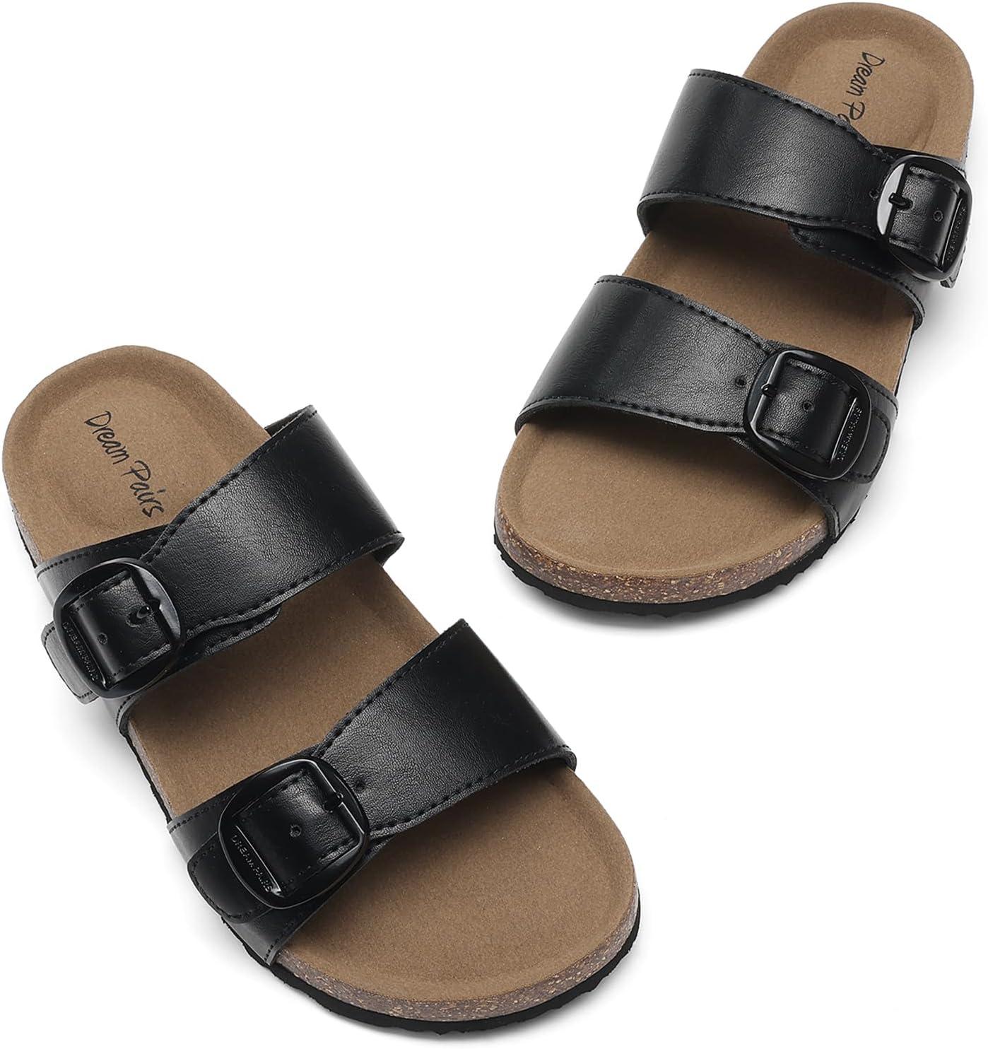 imageDREAM PAIRS Girls Boys Slides For Kids NonSlip with Adjustable Straps for Indoor amp Outdoor Toddler Little KidBig KidBlack