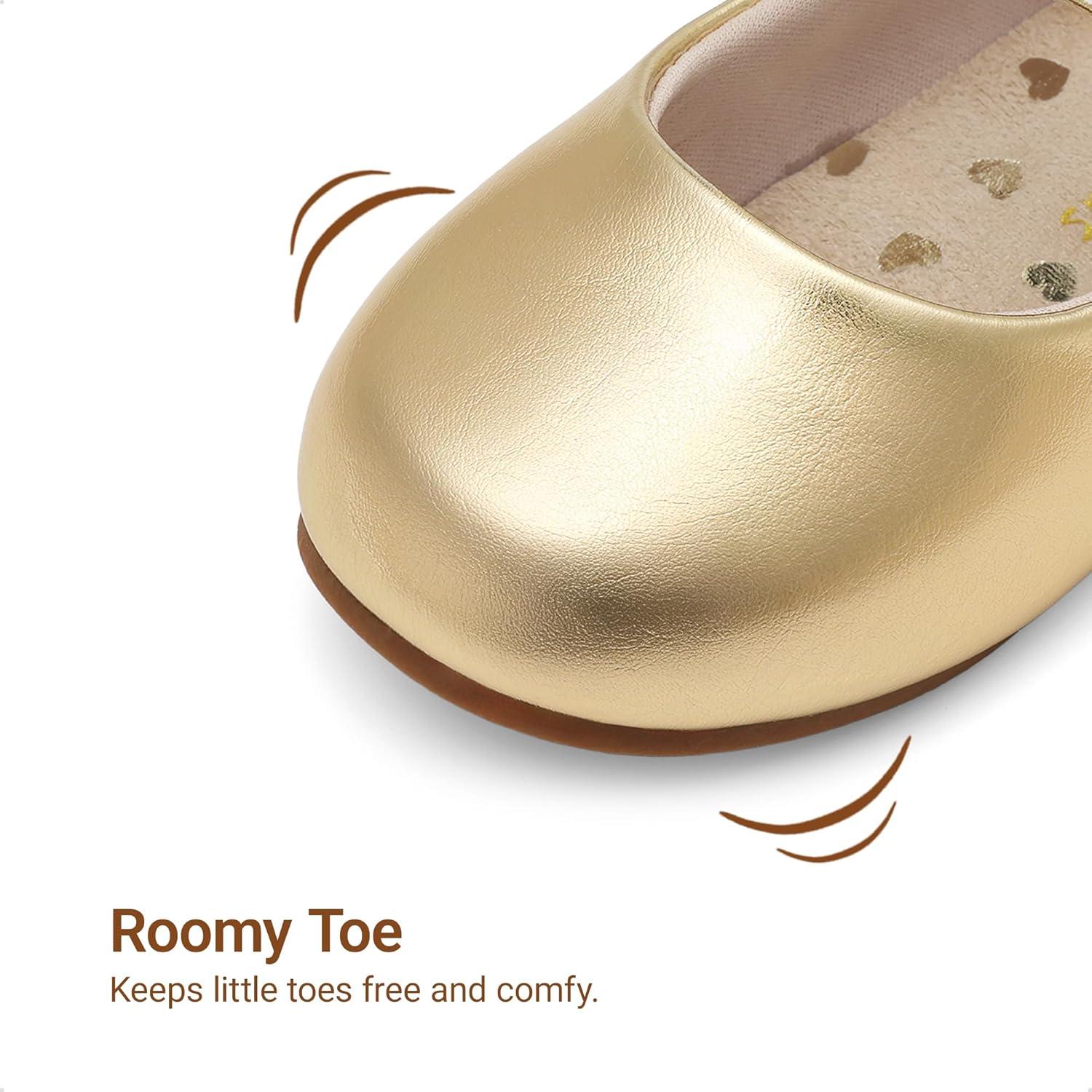 imageDREAM PAIRS Toddler Little Girls Mary Jane Dress Shoes Wedding Ballet Flats Round Toe Flower Girl ShoesGold