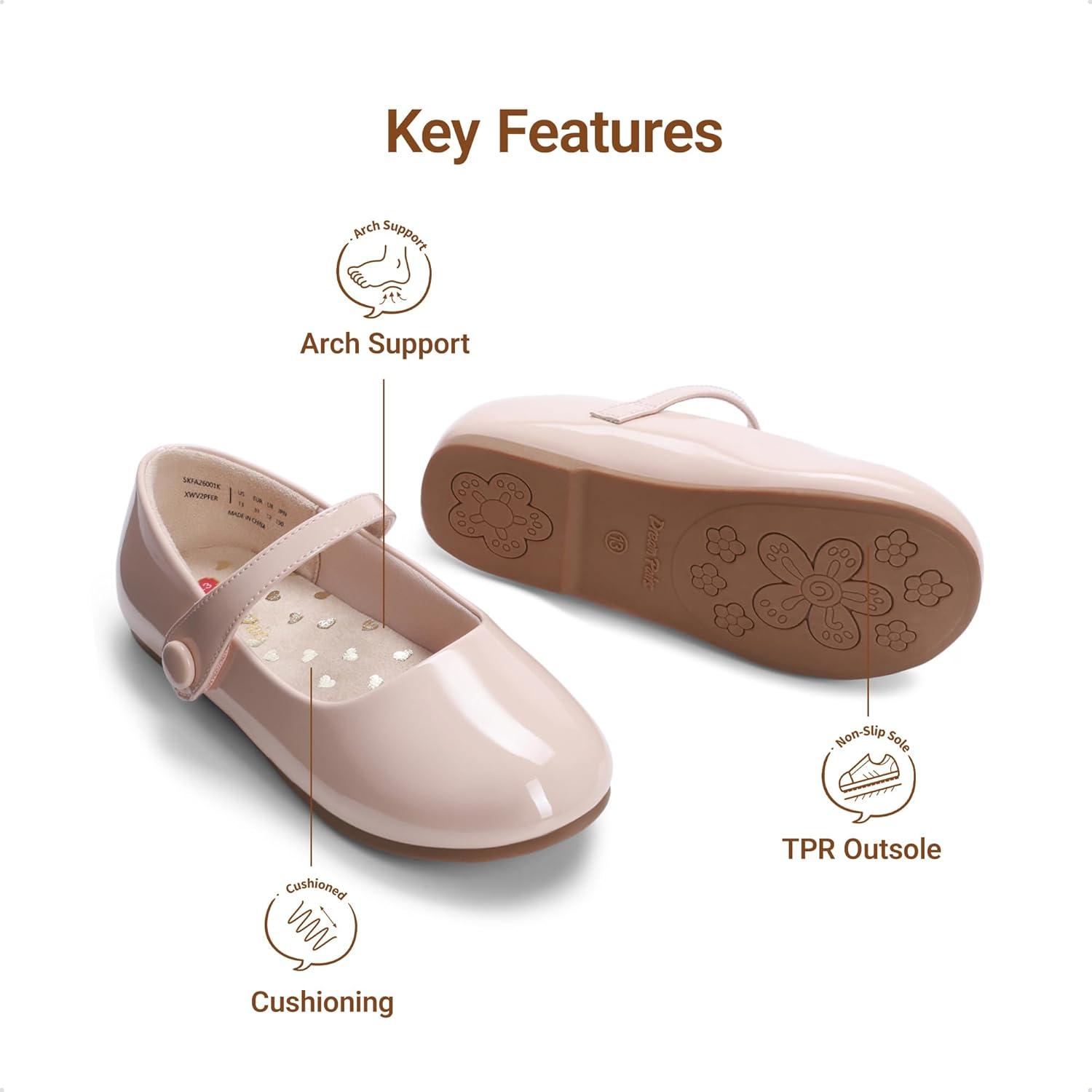 imageDREAM PAIRS Toddler Little Girls Mary Jane Dress Shoes Wedding Ballet Flats Round Toe Flower Girl ShoesNude