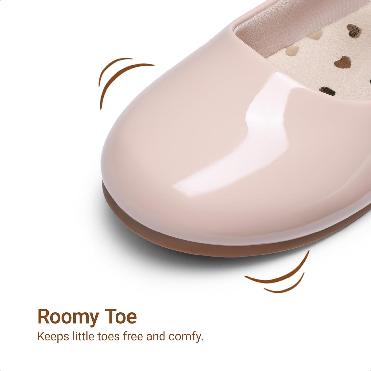 imageDREAM PAIRS Toddler Little Girls Mary Jane Dress Shoes Wedding Ballet Flats Round Toe Flower Girl ShoesNude