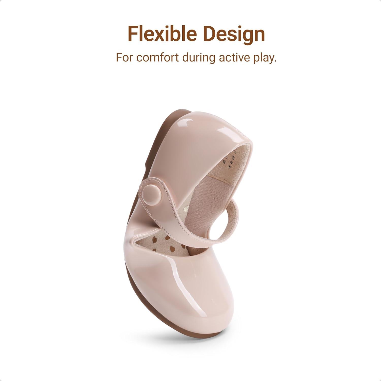 imageDREAM PAIRS Toddler Little Girls Mary Jane Dress Shoes Wedding Ballet Flats Round Toe Flower Girl ShoesNude