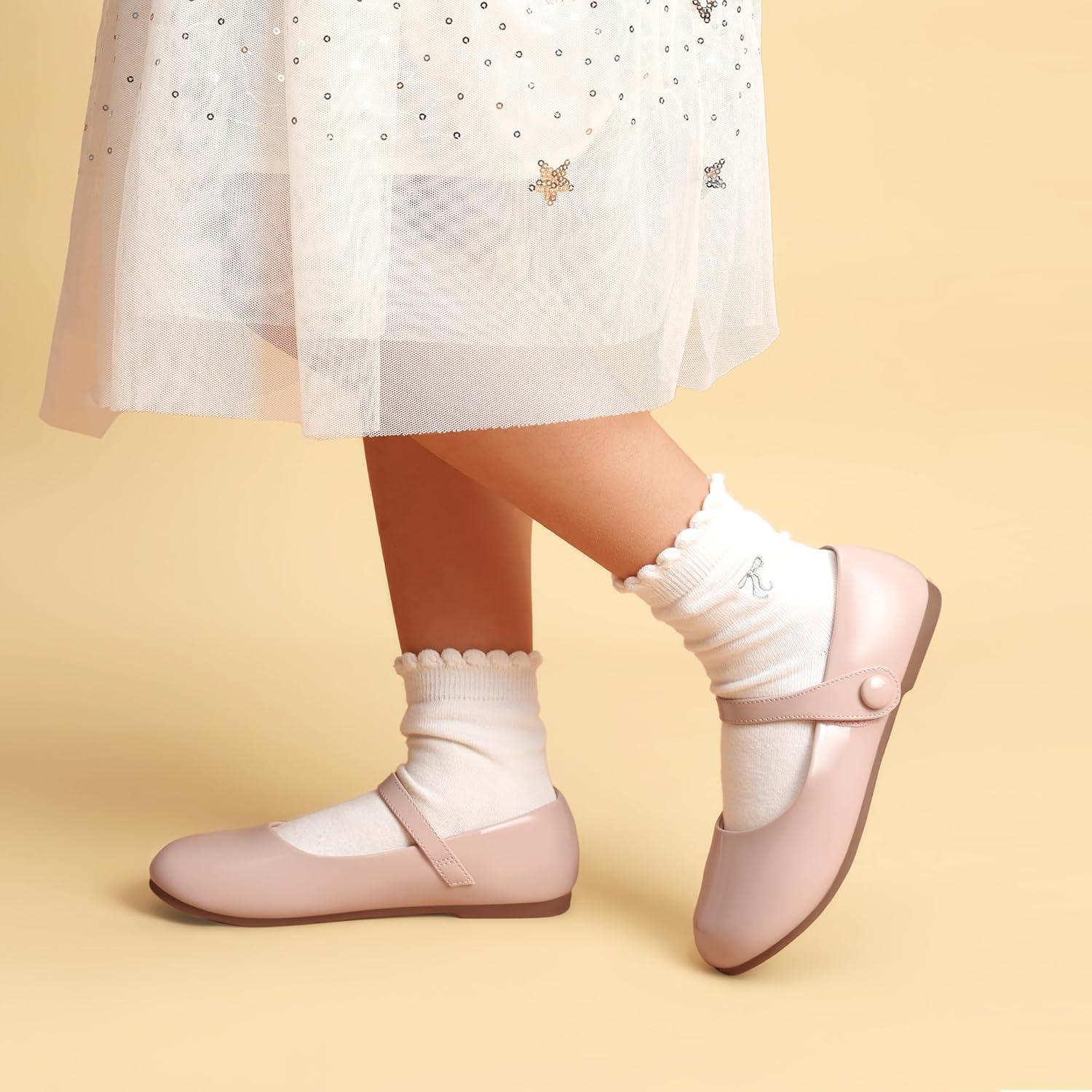 imageDREAM PAIRS Toddler Little Girls Mary Jane Dress Shoes Wedding Ballet Flats Round Toe Flower Girl ShoesNude