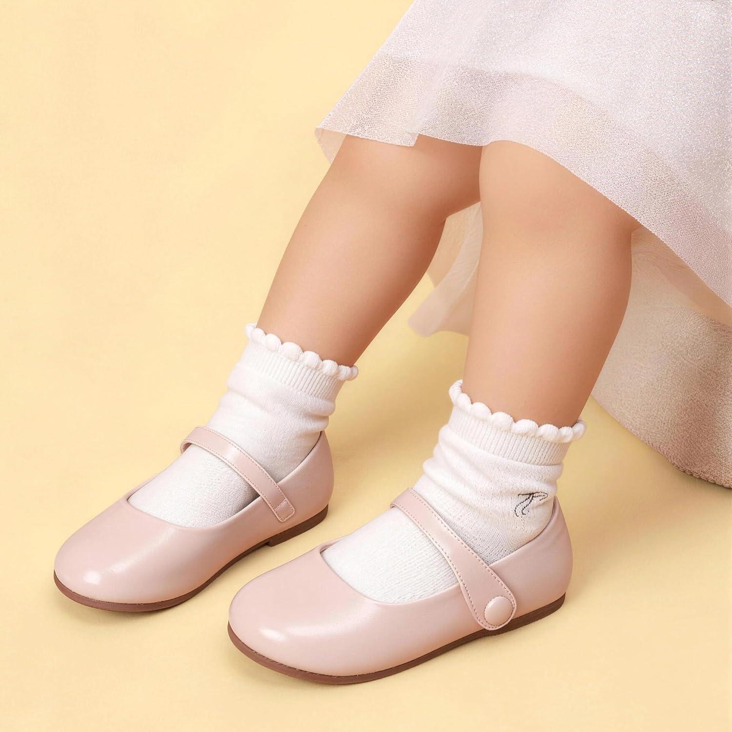 imageDREAM PAIRS Toddler Little Girls Mary Jane Dress Shoes Wedding Ballet Flats Round Toe Flower Girl ShoesNude