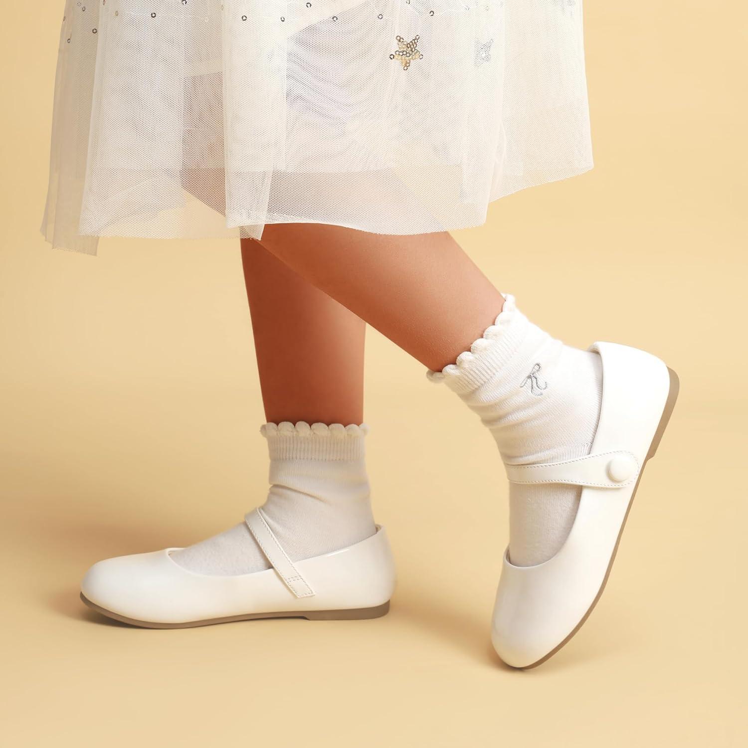 imageDREAM PAIRS Toddler Little Girls Mary Jane Dress Shoes Wedding Ballet Flats Round Toe Flower Girl ShoesWhite