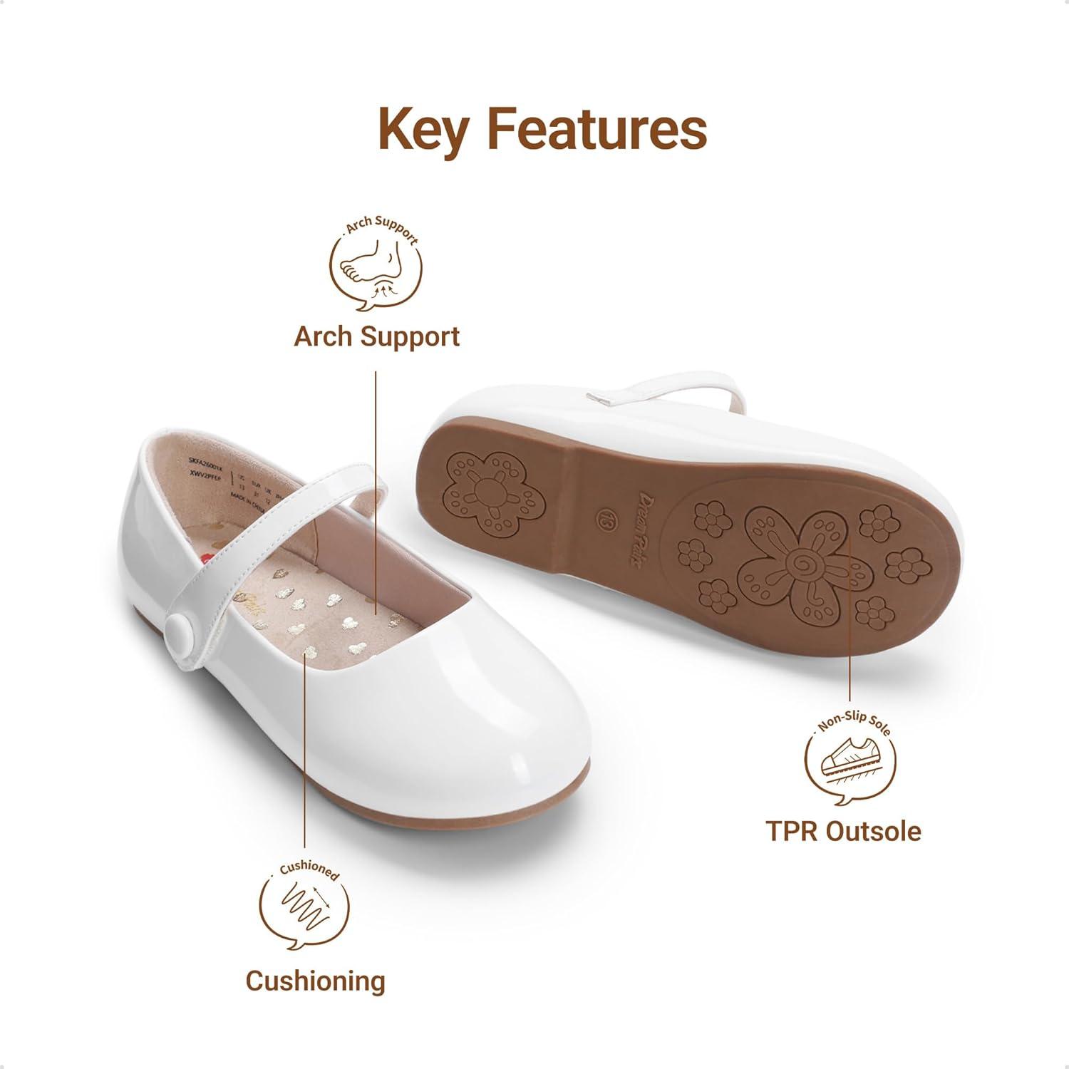 imageDREAM PAIRS Toddler Little Girls Mary Jane Dress Shoes Wedding Ballet Flats Round Toe Flower Girl ShoesWhite