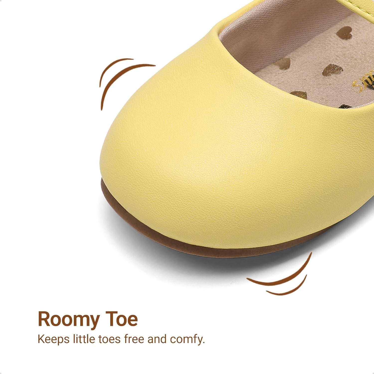 imageDREAM PAIRS Toddler Little Girls Mary Jane Dress Shoes Wedding Ballet Flats Round Toe Flower Girl ShoesYellow
