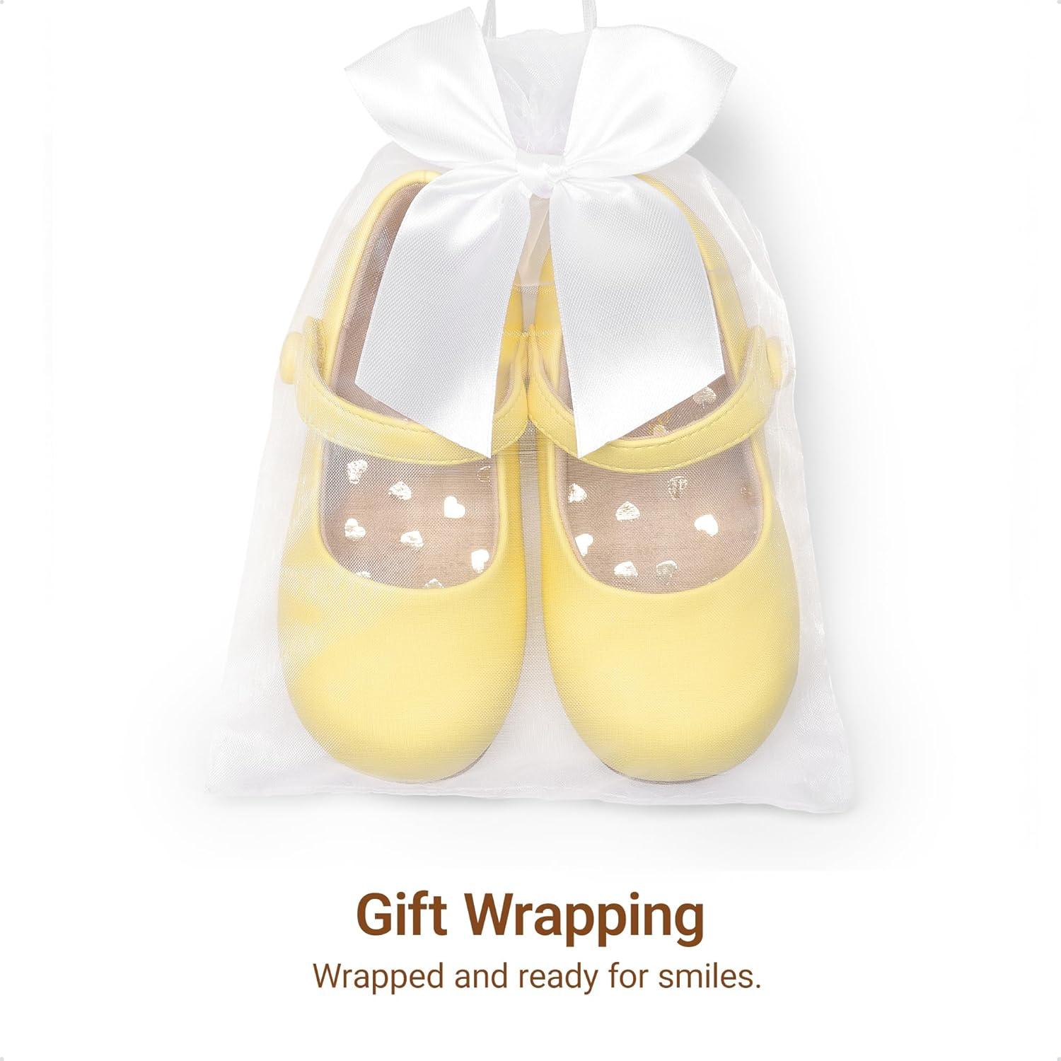 imageDREAM PAIRS Toddler Little Girls Mary Jane Dress Shoes Wedding Ballet Flats Round Toe Flower Girl ShoesYellow
