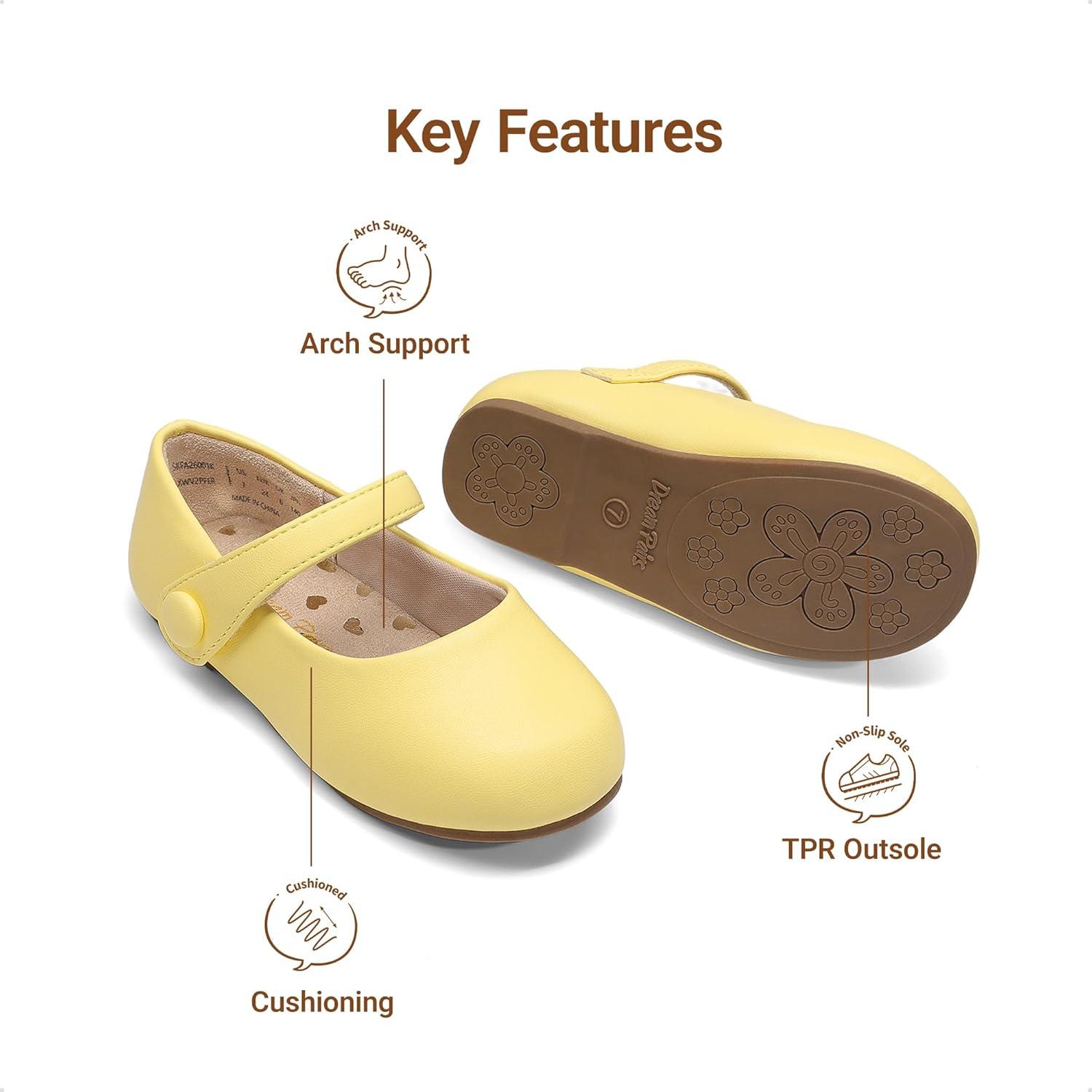 imageDREAM PAIRS Toddler Little Girls Mary Jane Dress Shoes Wedding Ballet Flats Round Toe Flower Girl ShoesYellow