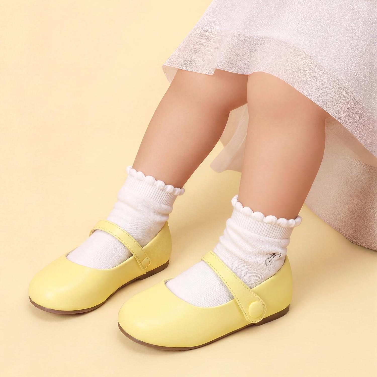 imageDREAM PAIRS Toddler Little Girls Mary Jane Dress Shoes Wedding Ballet Flats Round Toe Flower Girl ShoesYellow