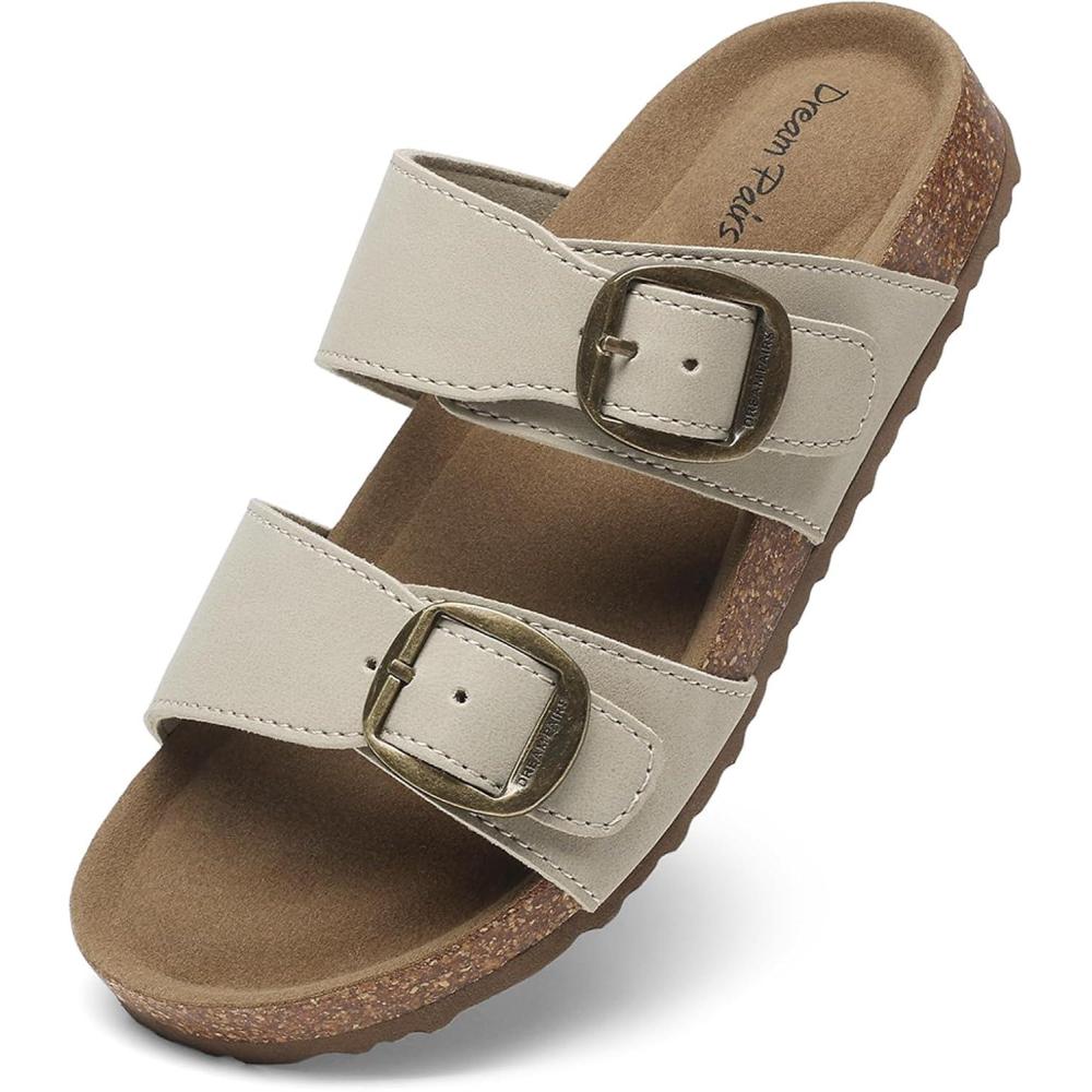 imageDREAM PAIRS Girls Boys Slides For Kids NonSlip with Adjustable Straps for Indoor amp Outdoor Toddler Little KidBig KidBeige